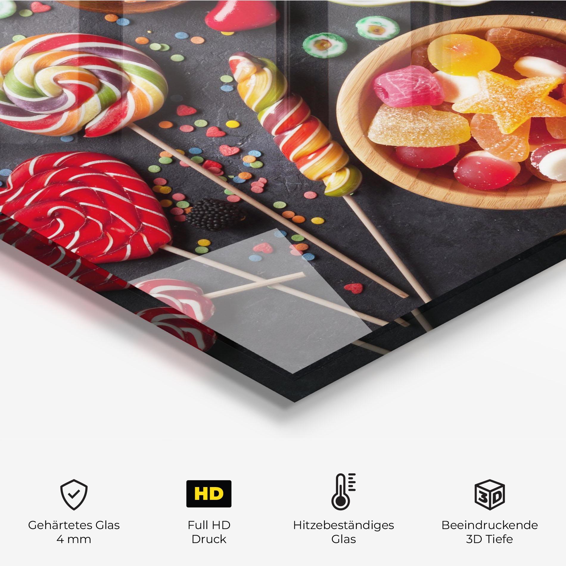 Küchenrückwand Glas Colorful Candies mockup 2