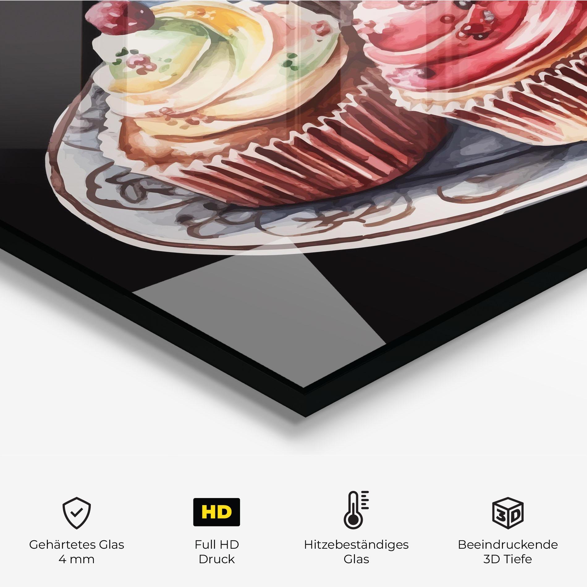 Küchenrückwand Glas Colorful Muffins mockup 2