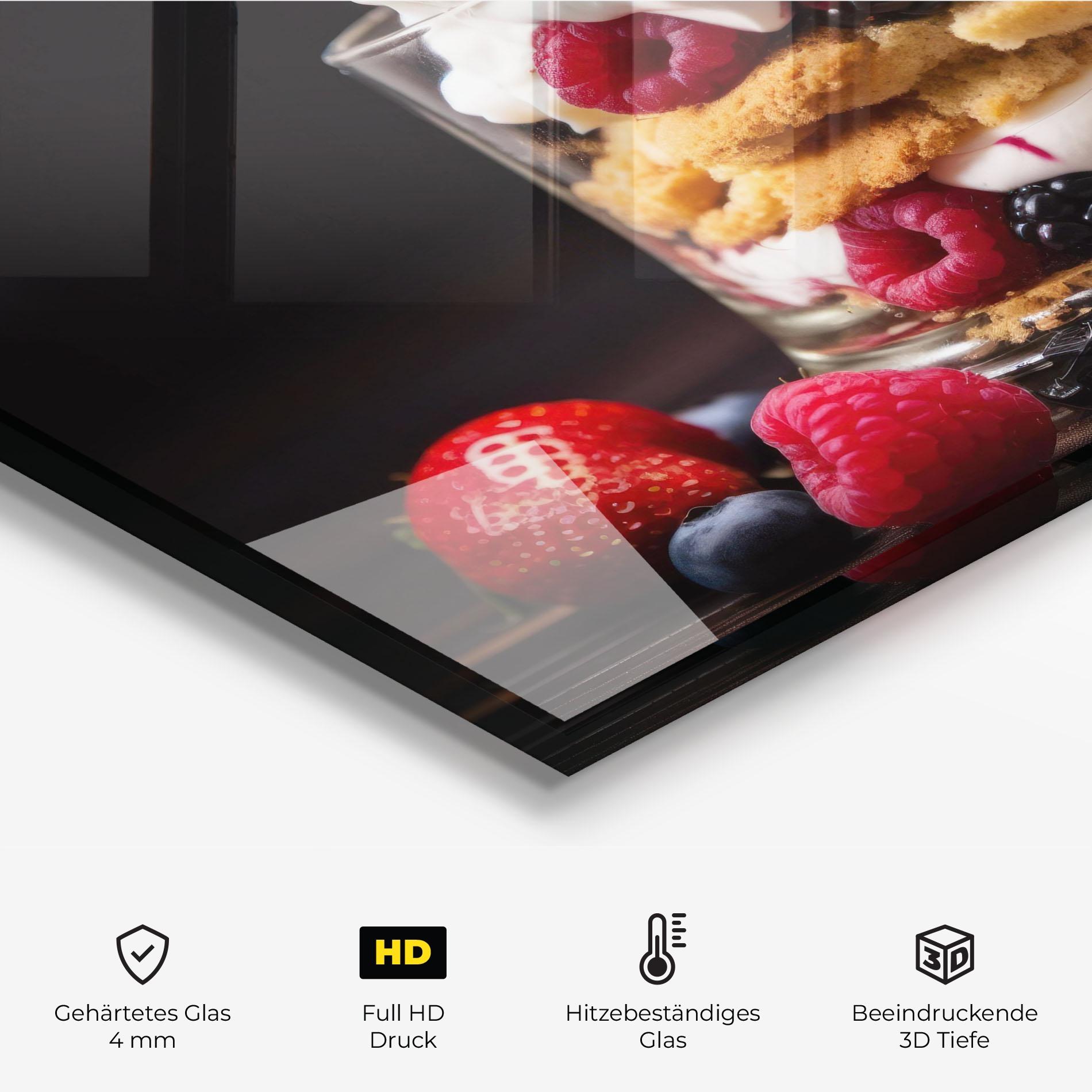 Küchenrückwand Glas Cup Fruit Dessert mockup 2