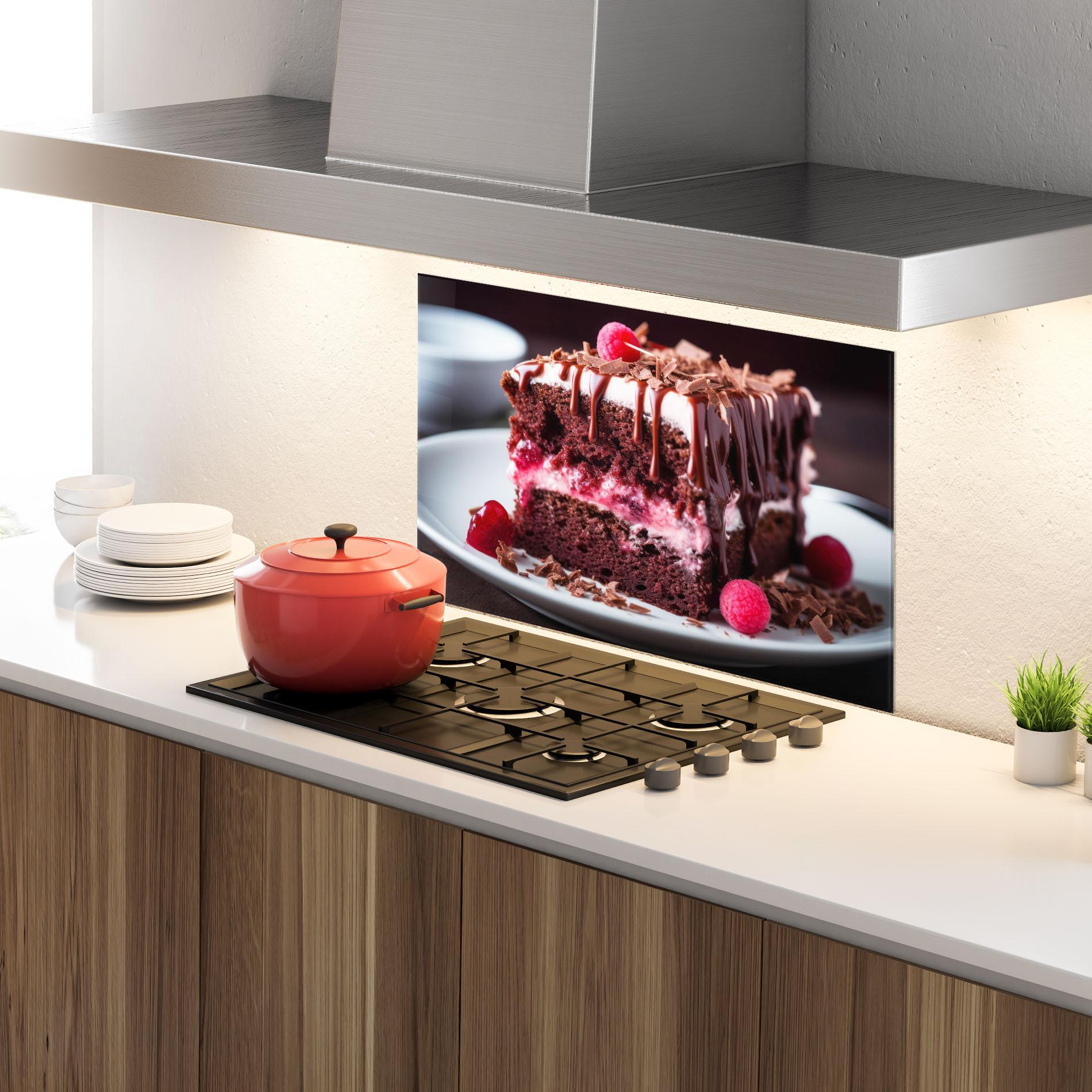 Küchenrückwand Glas Brown Cake mockup 4