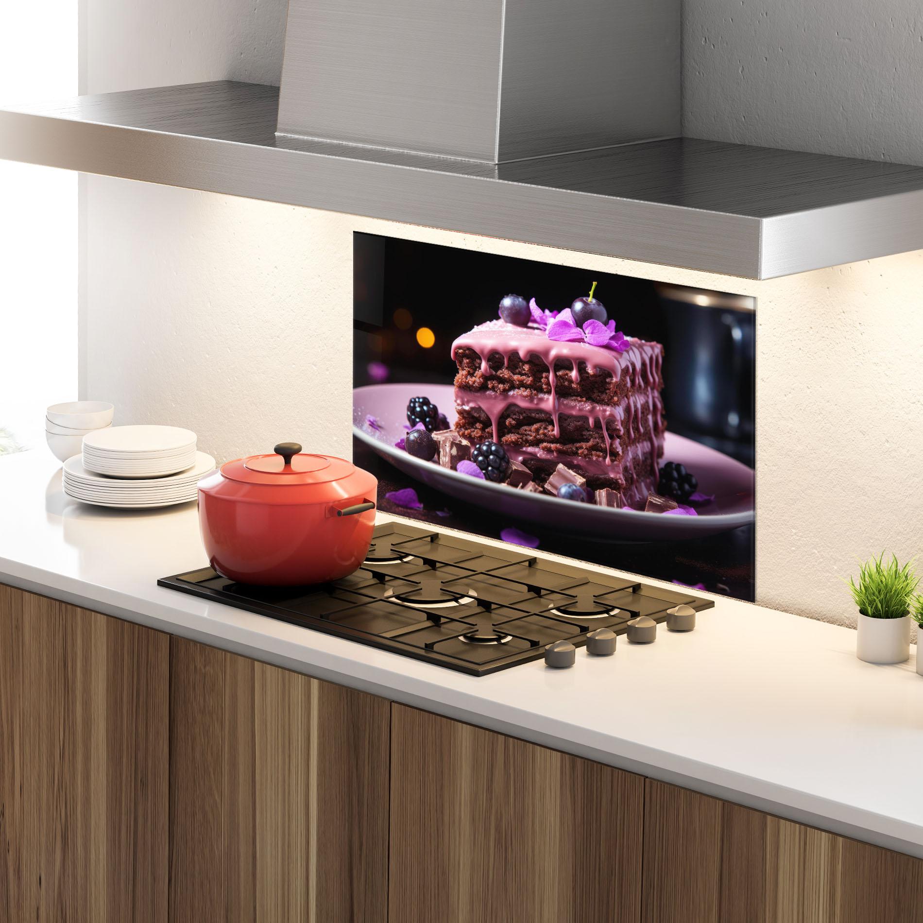Küchenrückwand Glas Chocolate Berries mockup 4