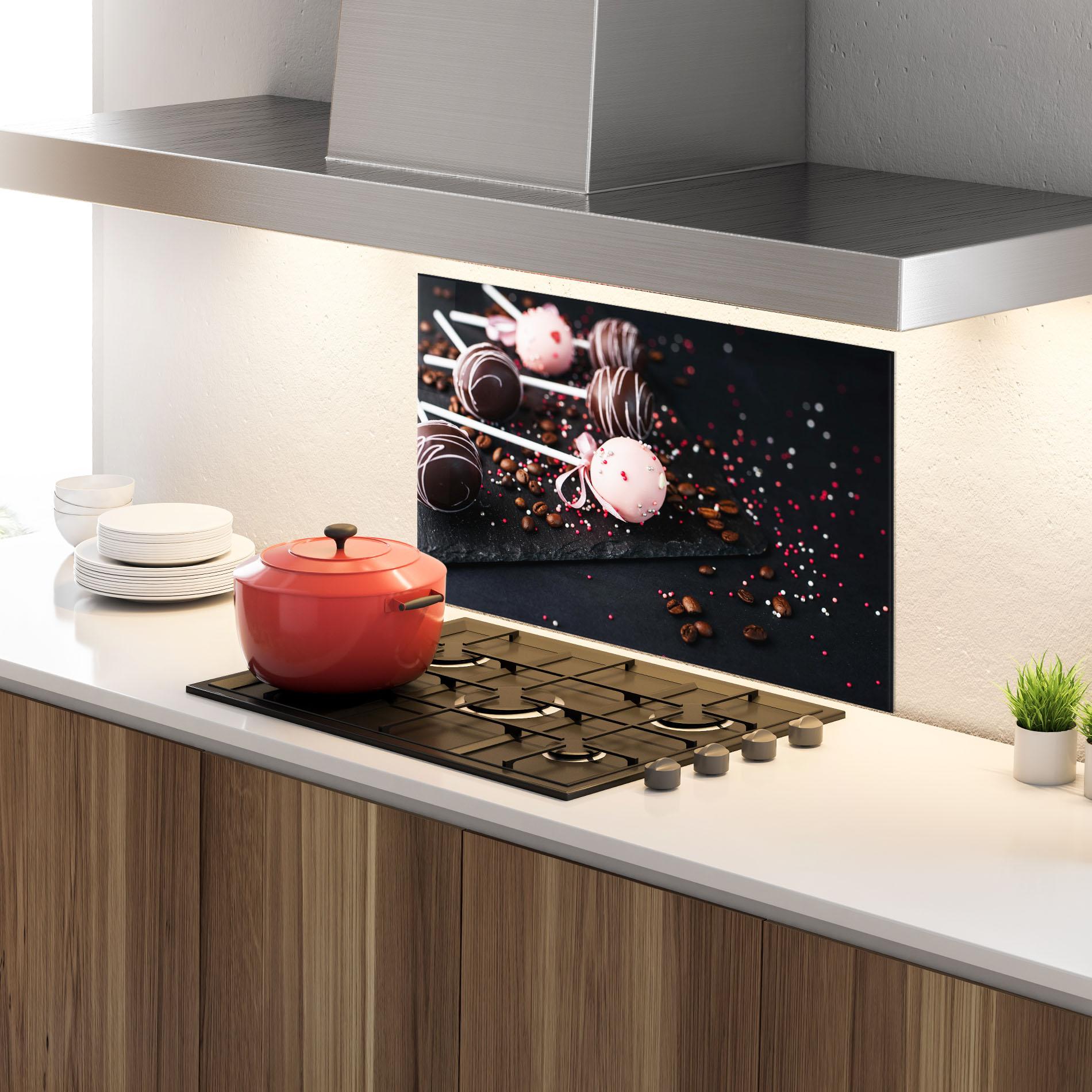Küchenrückwand Glas Chocolate Dessert mockup 4