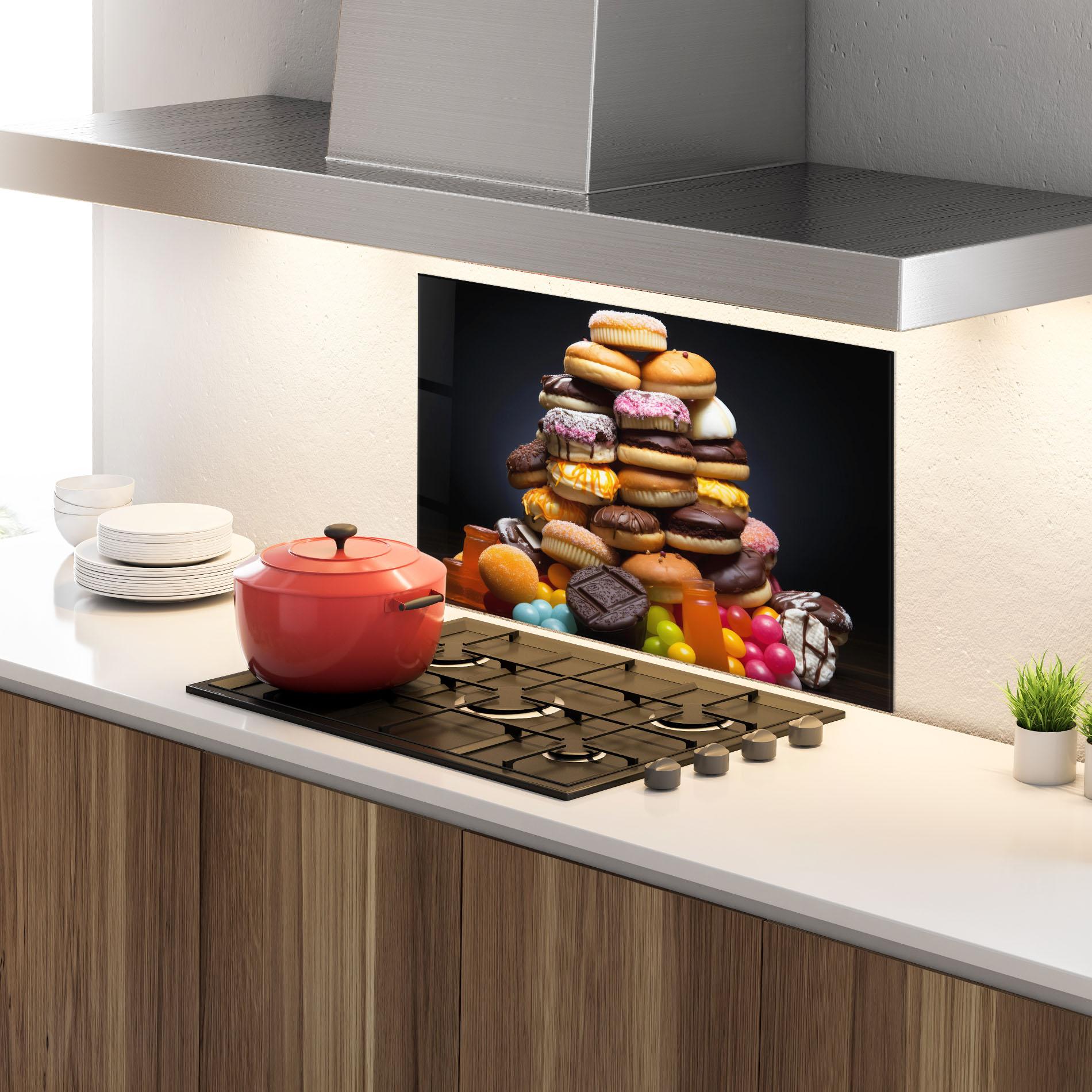 Küchenrückwand Glas Donuts mockup 4