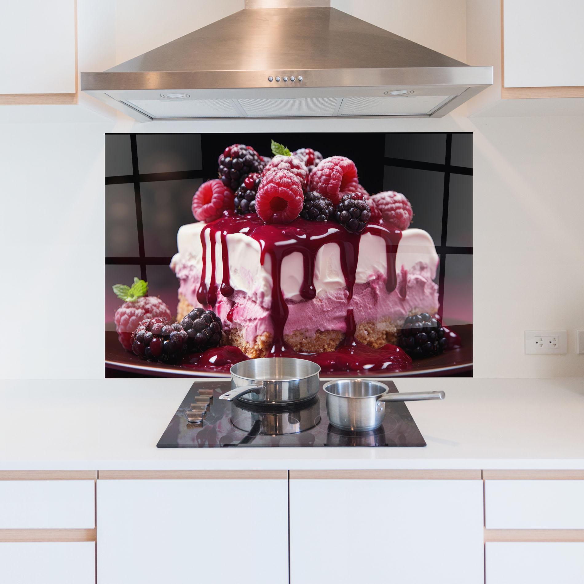 Küchenrückwand Glas Berries Cream mockup 5