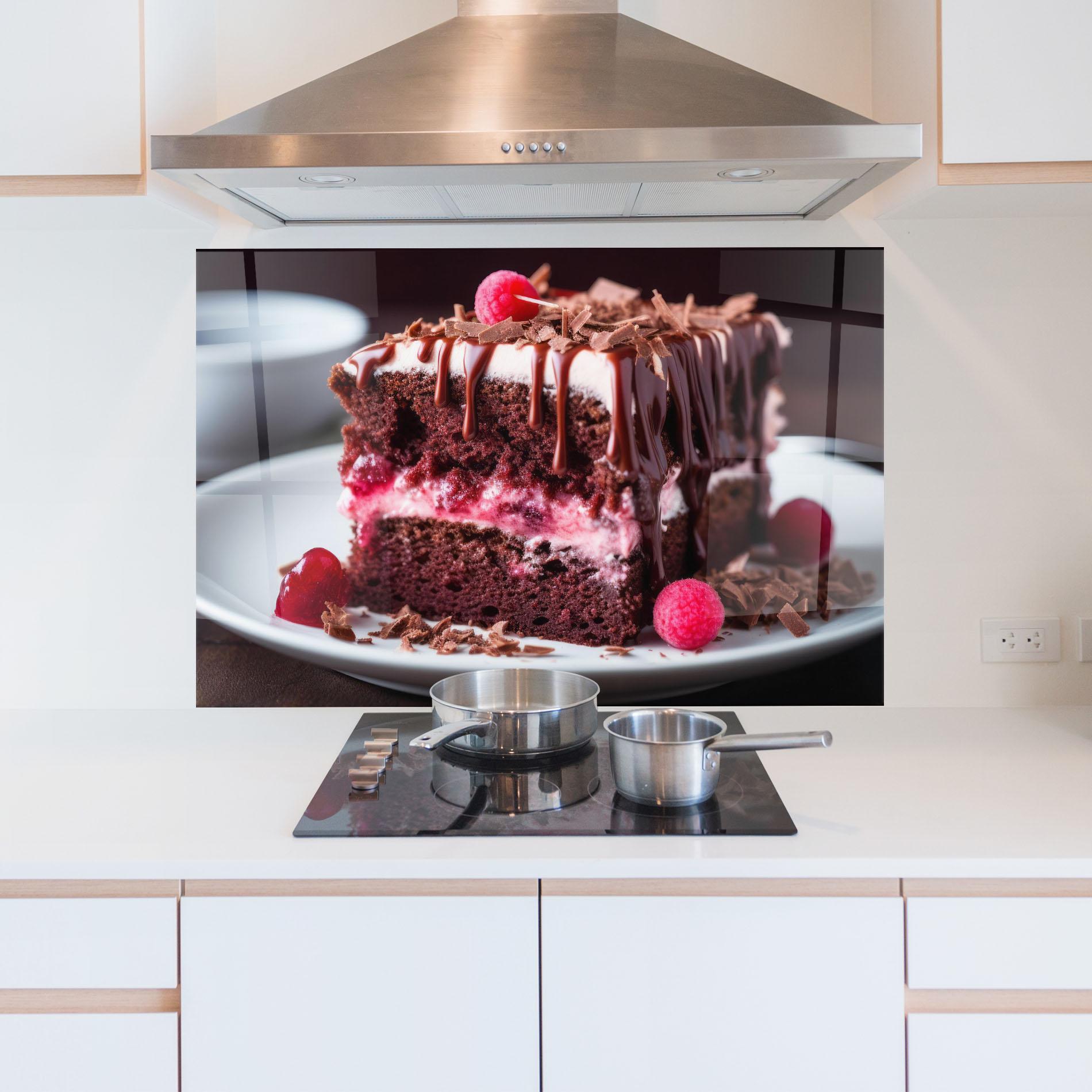 Küchenrückwand Glas Brown Cake mockup 5