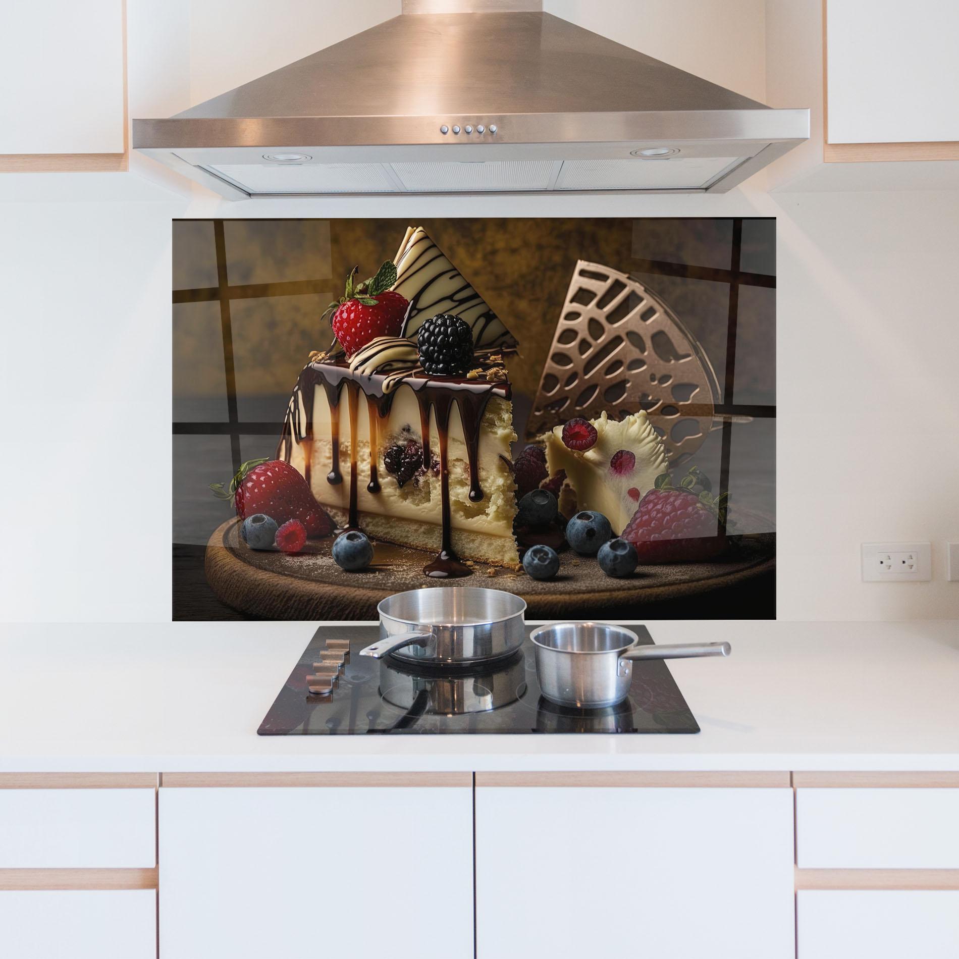 Küchenrückwand Glas Cheesecake Chocolate mockup 5