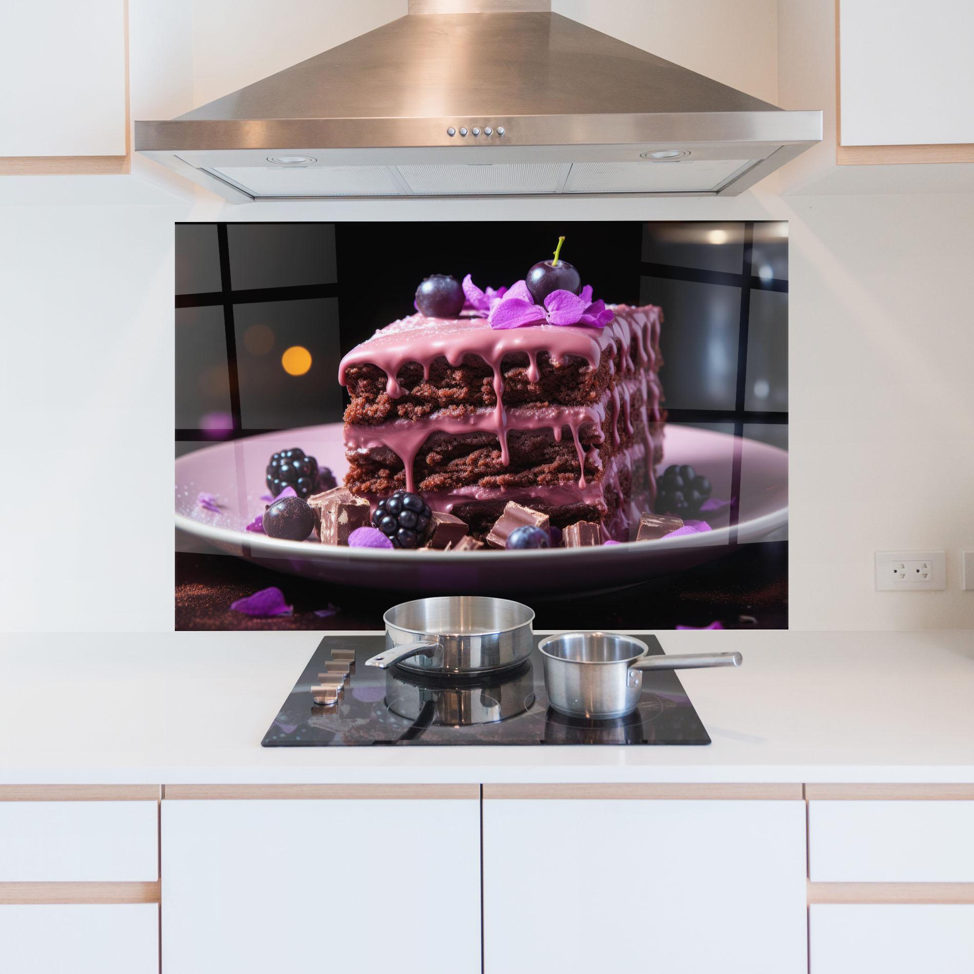 Küchenrückwand Glas Chocolate Berries mockup 5