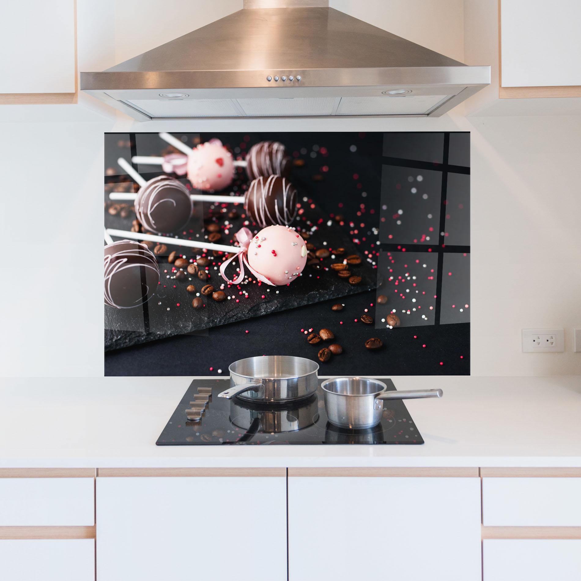Küchenrückwand Glas Chocolate Dessert mockup 5