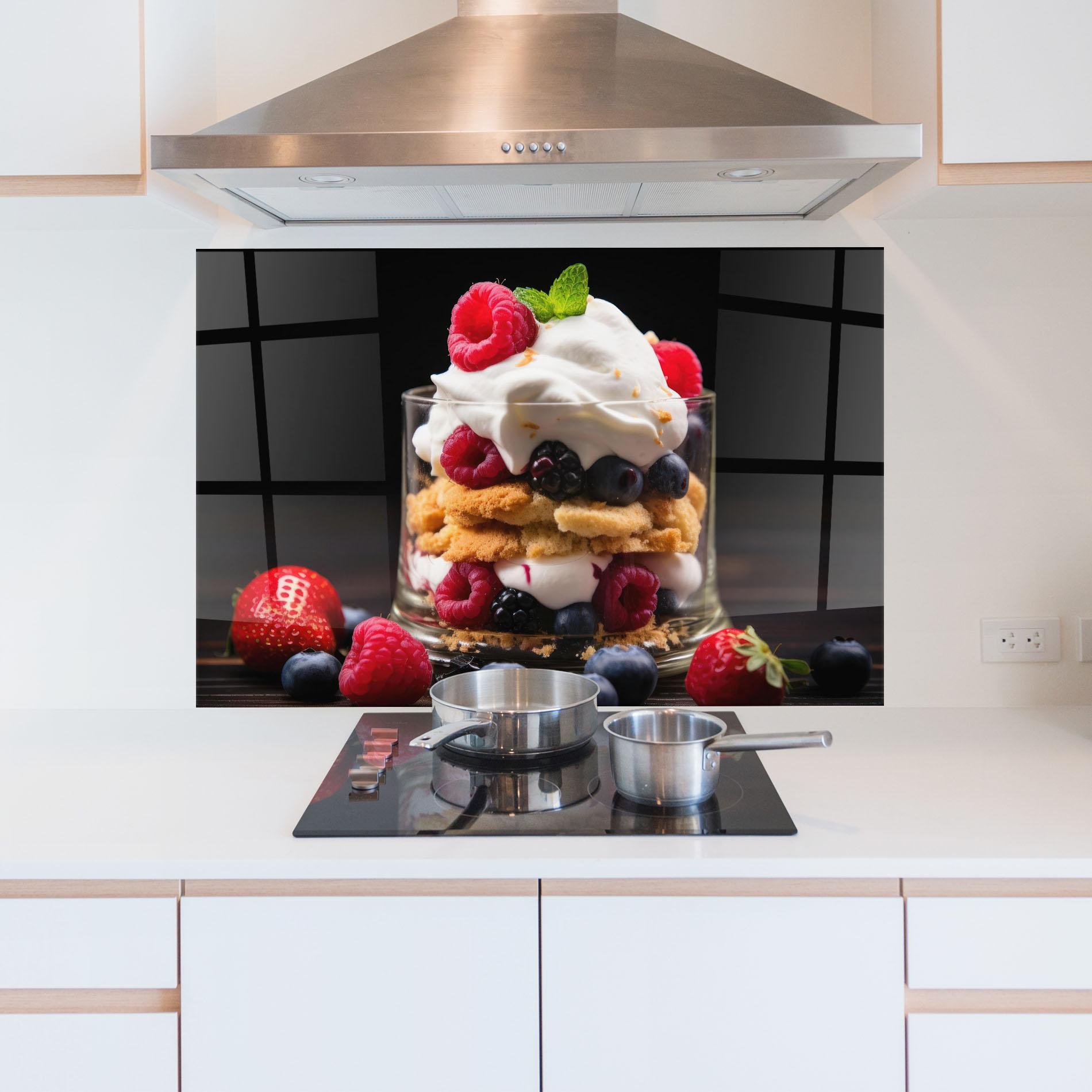 Küchenrückwand Glas Cup Fruit Dessert mockup 5
