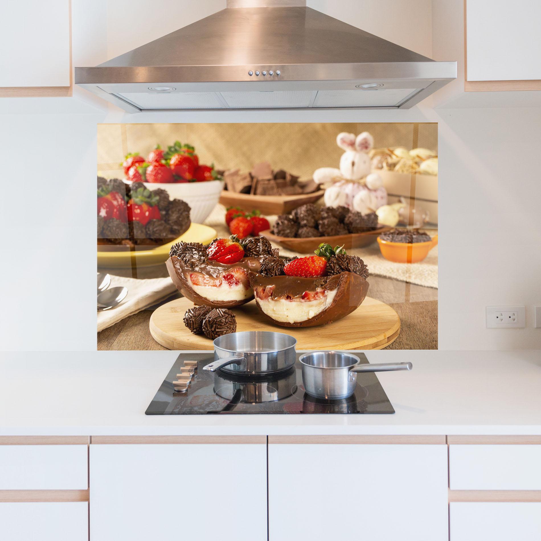 Küchenrückwand Glas Easter Egg Chocolate mockup 5