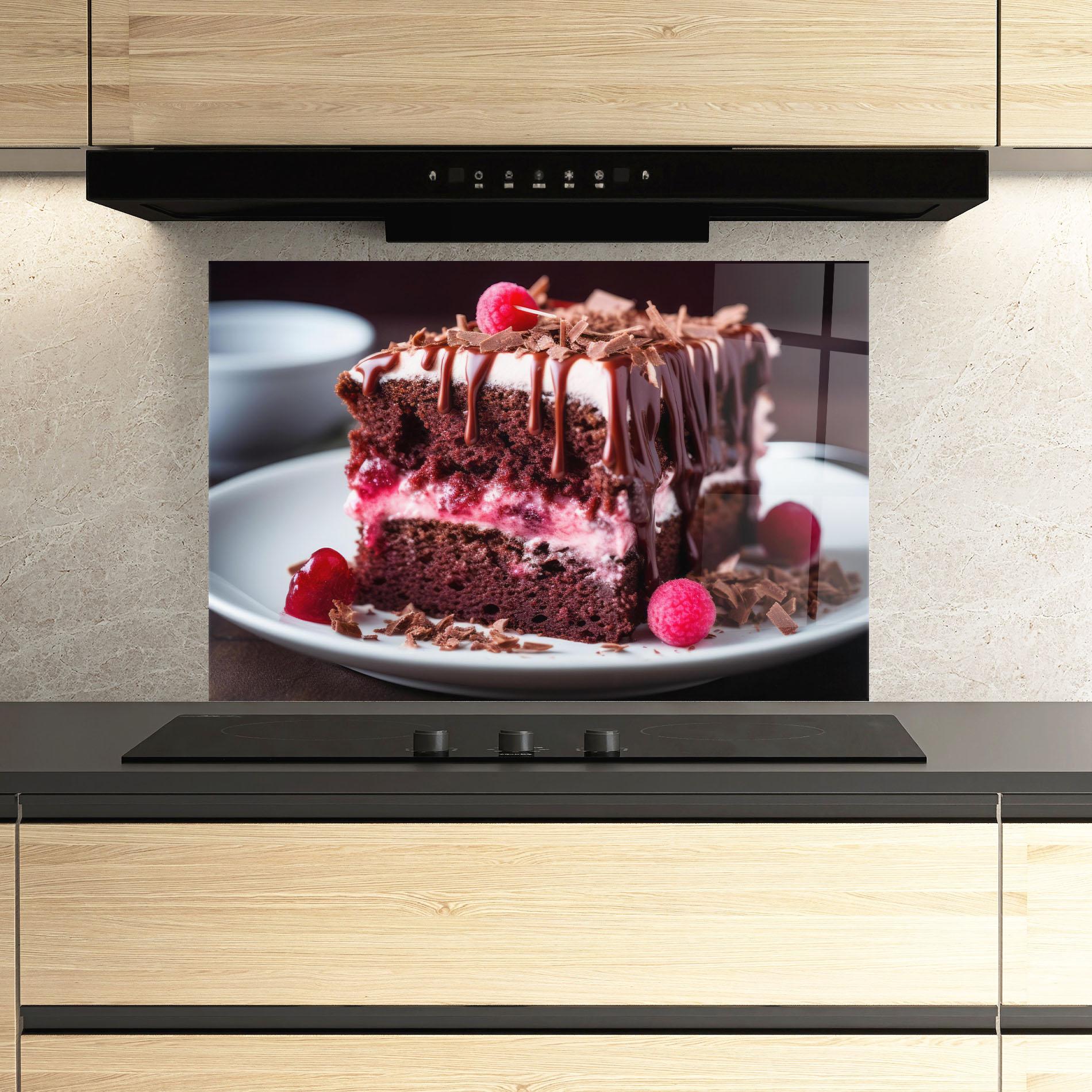 Küchenrückwand Glas Brown Cake mockup 3