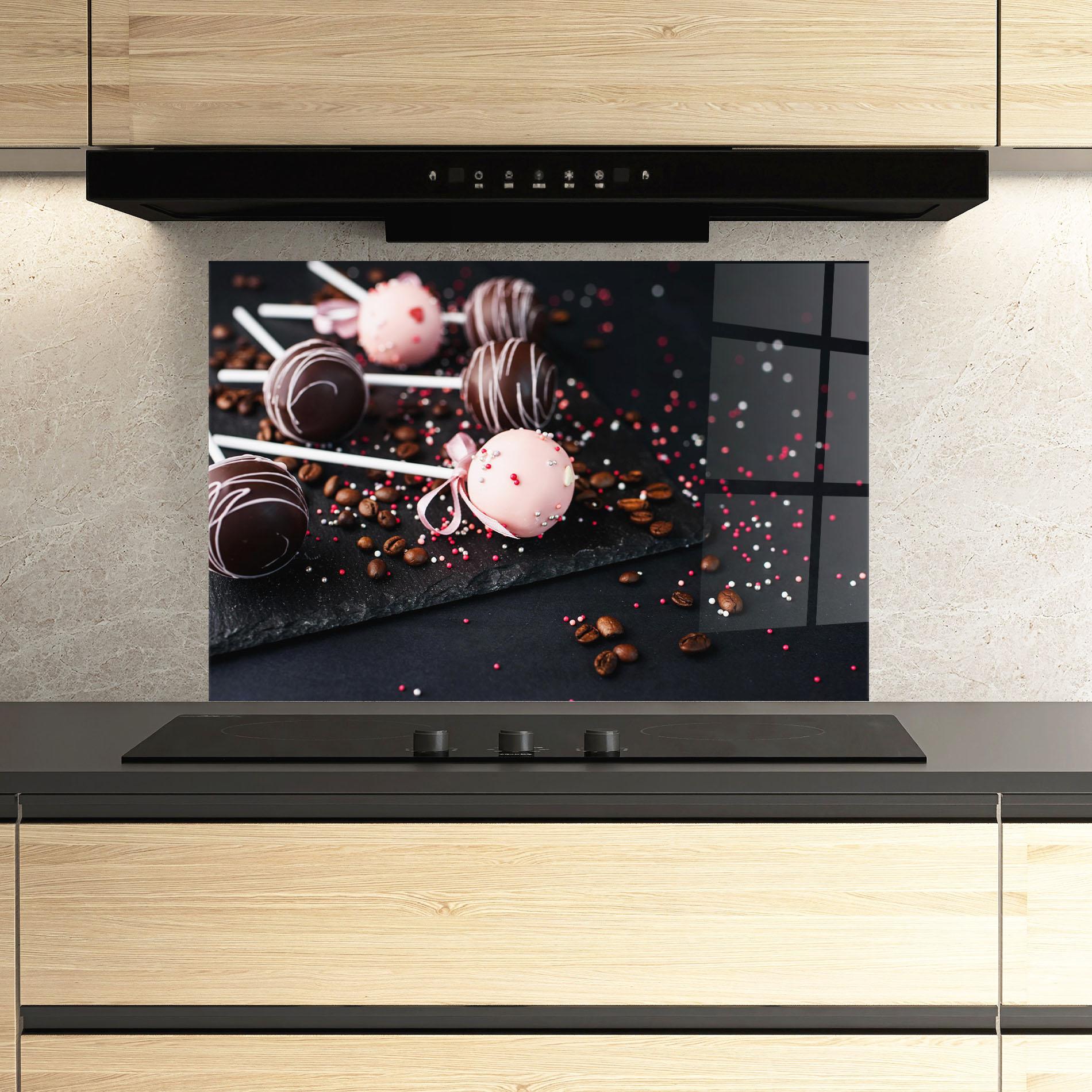 Küchenrückwand Glas Chocolate Dessert mockup 3