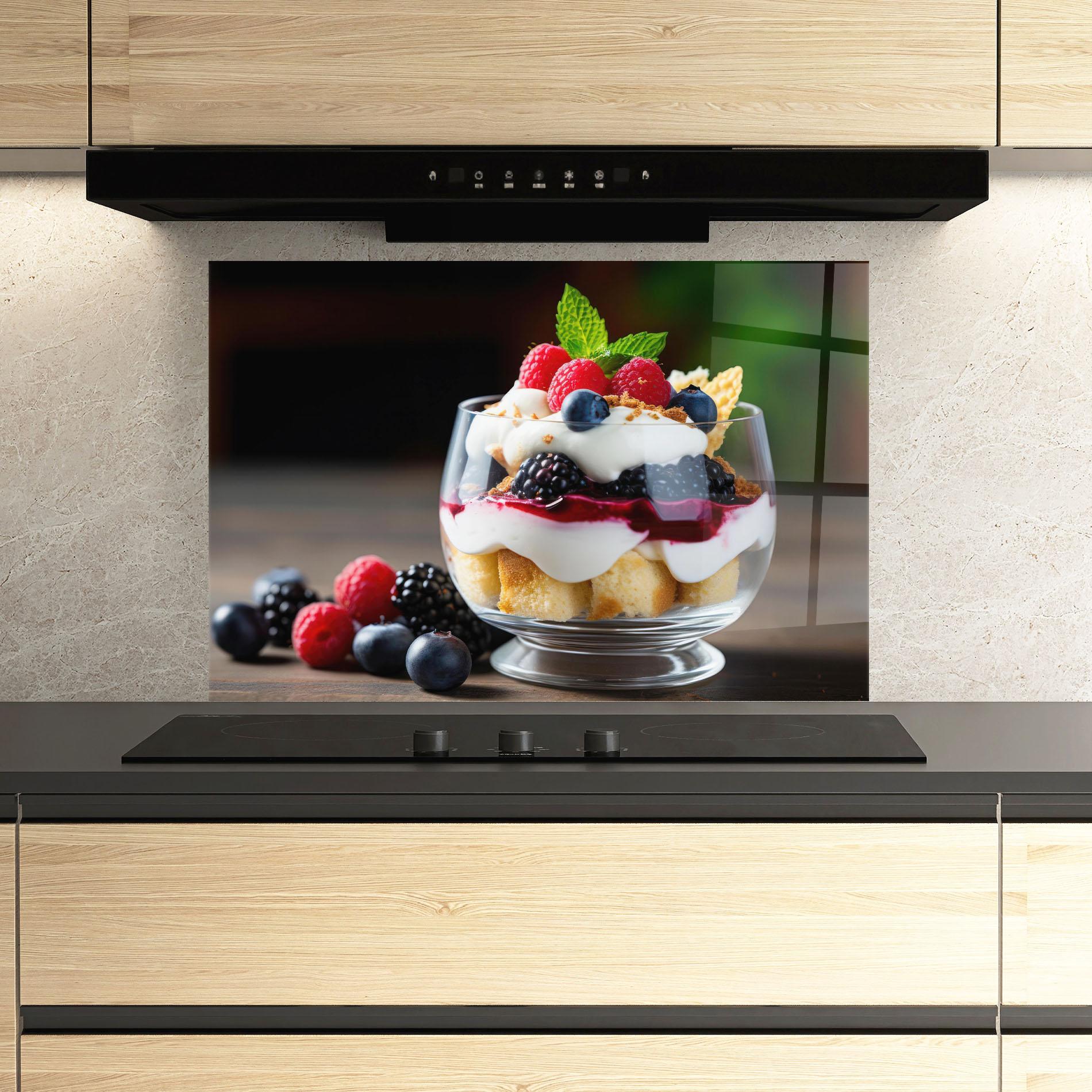 Küchenrückwand Glas Cup Sweet Dessert mockup 3