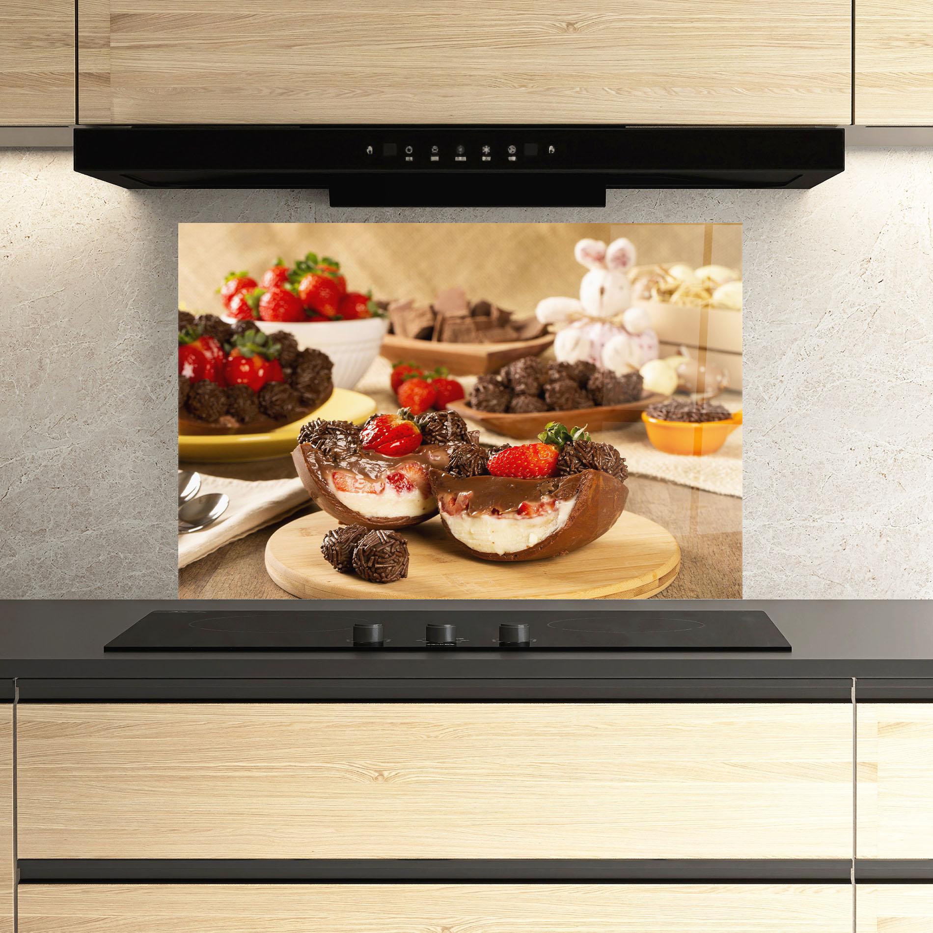 Küchenrückwand Glas Easter Egg Chocolate mockup 3