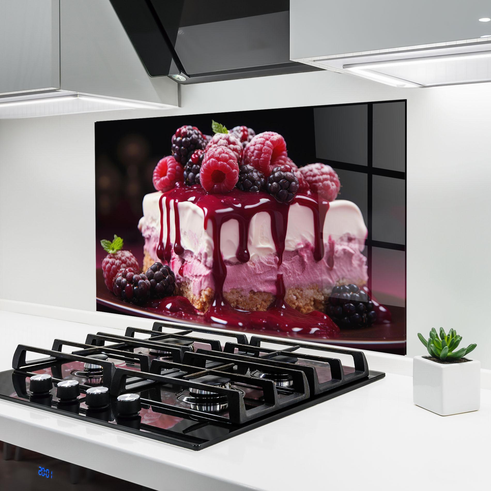 Küchenrückwand Glas Berries Cream mockup 6