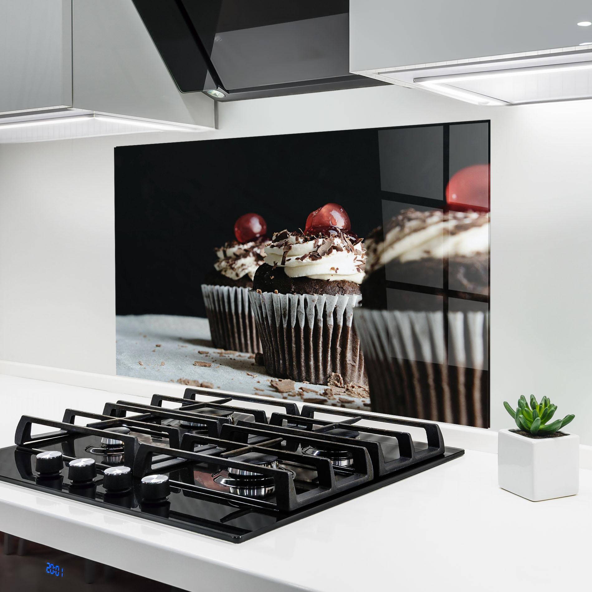 Küchenrückwand Glas Brown Muffins mockup 6
