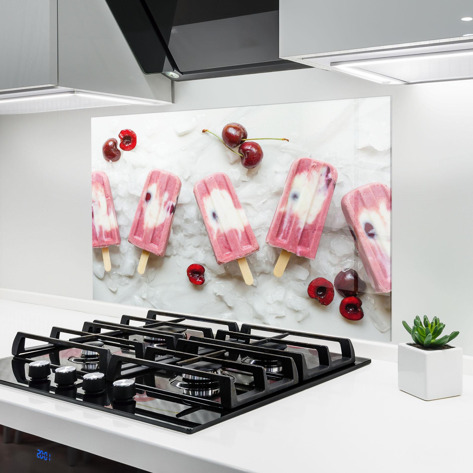Küchenrückwand Glas Cherry Ice Cream mockup 6