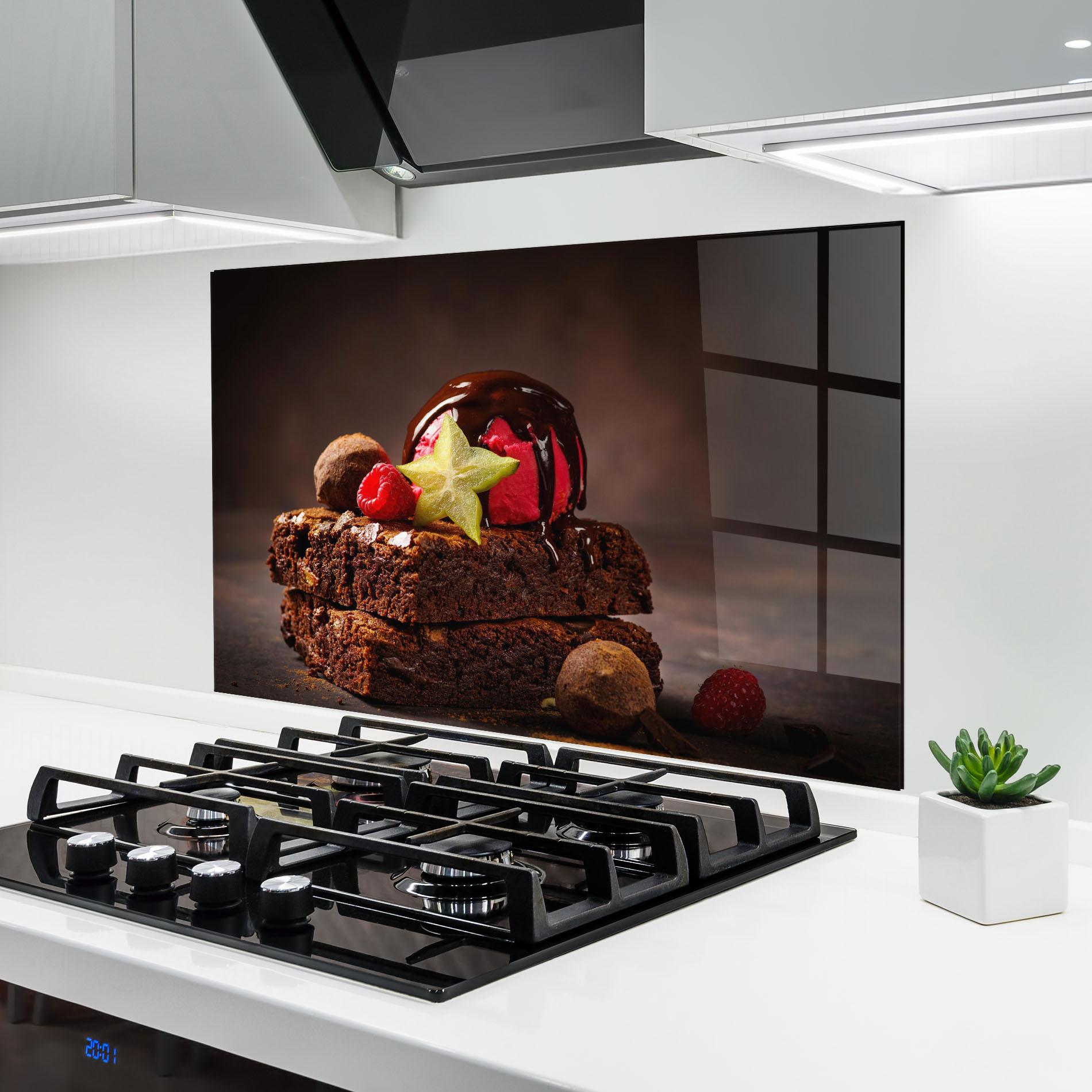 Küchenrückwand Glas Chocolate Brownie mockup 6