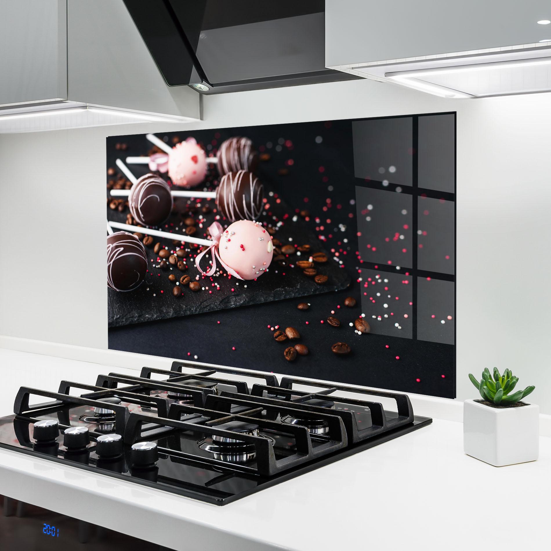 Küchenrückwand Glas Chocolate Dessert mockup 6