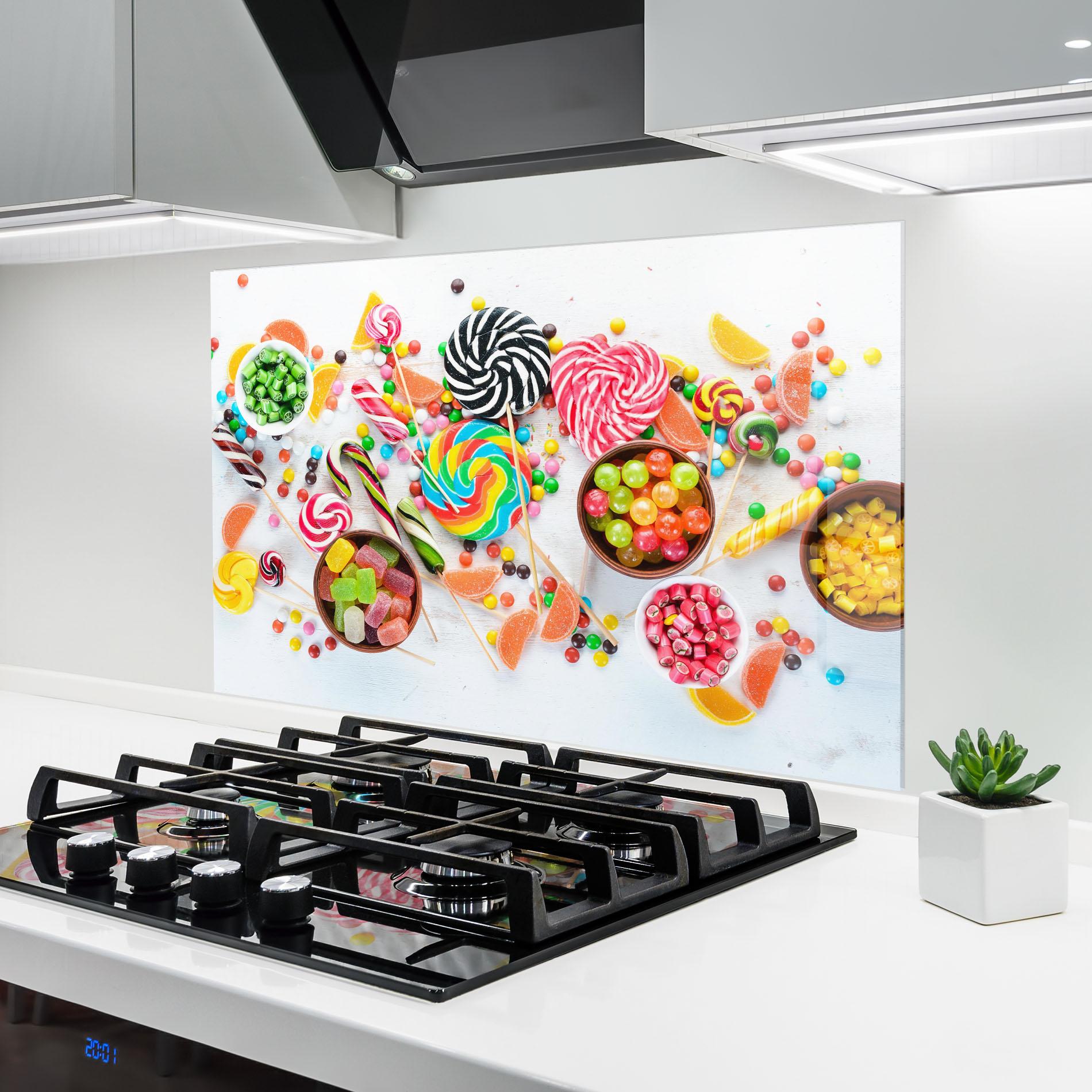 Küchenrückwand Glas Colorful Candies Jelly mockup 6