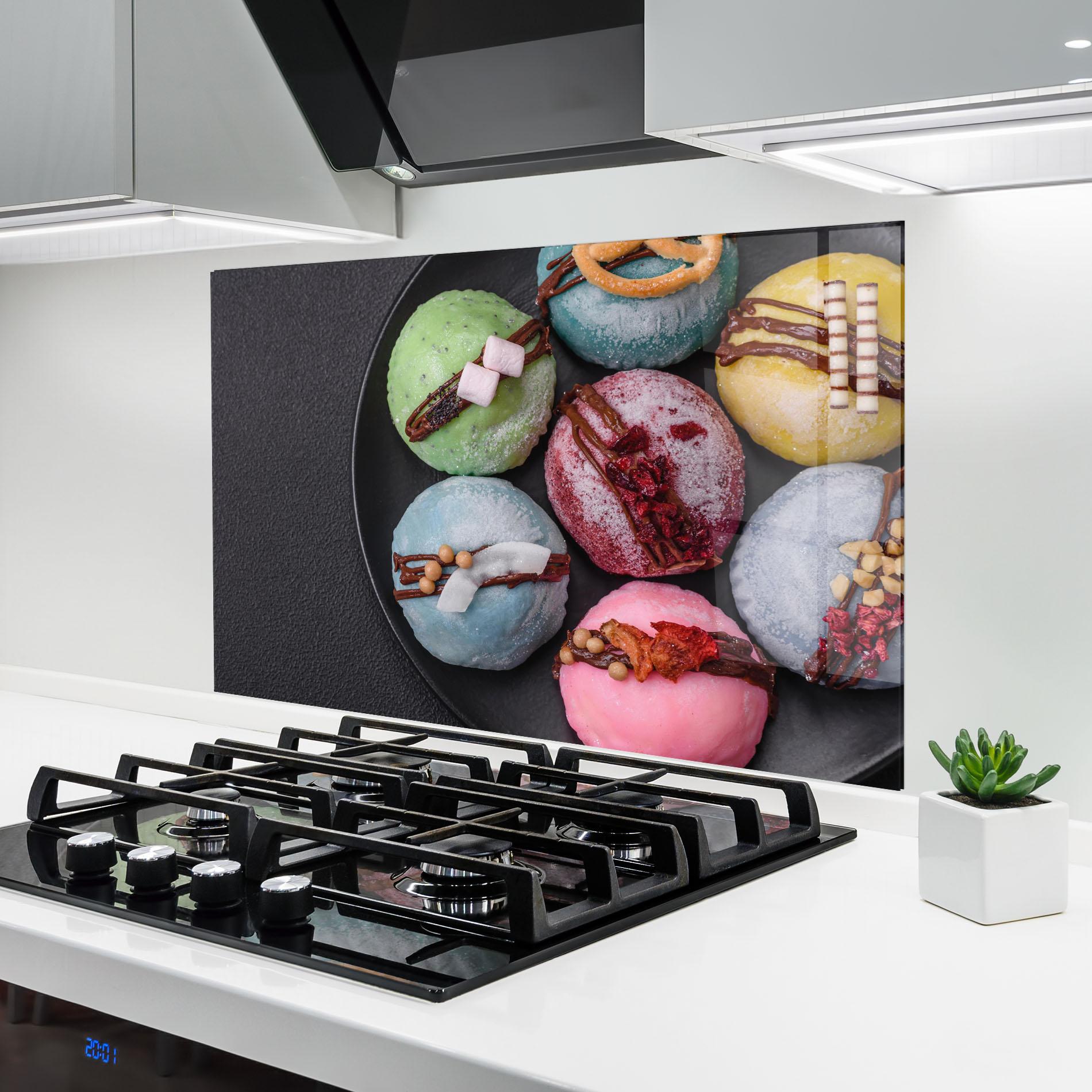 Küchenrückwand Glas Colorful Mochi Desserts mockup 6