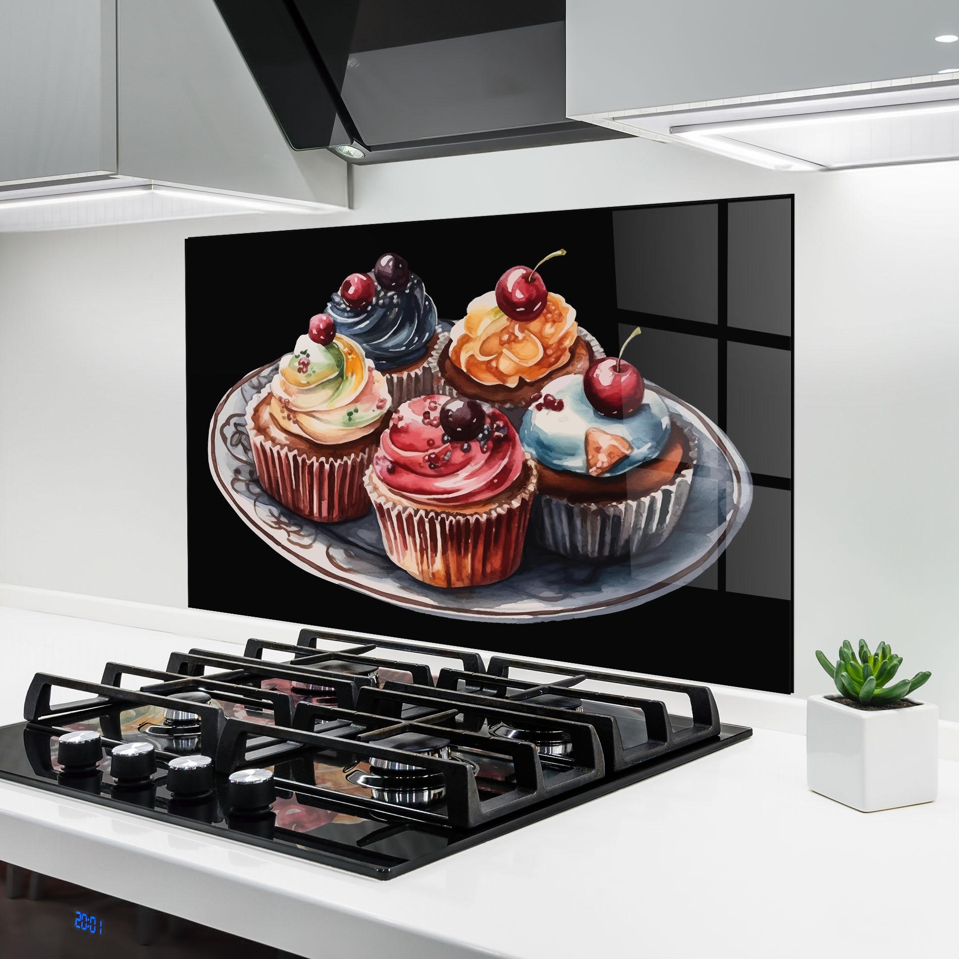 Küchenrückwand Glas Colorful Muffins mockup 6
