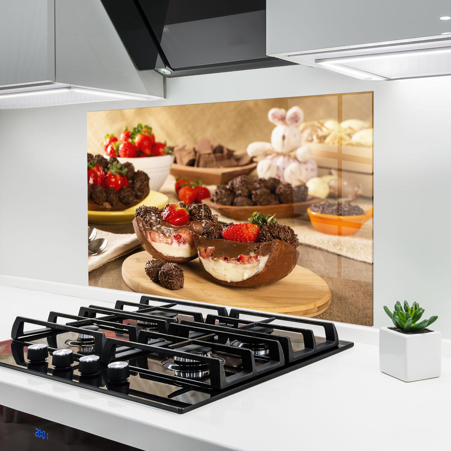 Küchenrückwand Glas Easter Egg Chocolate mockup 6