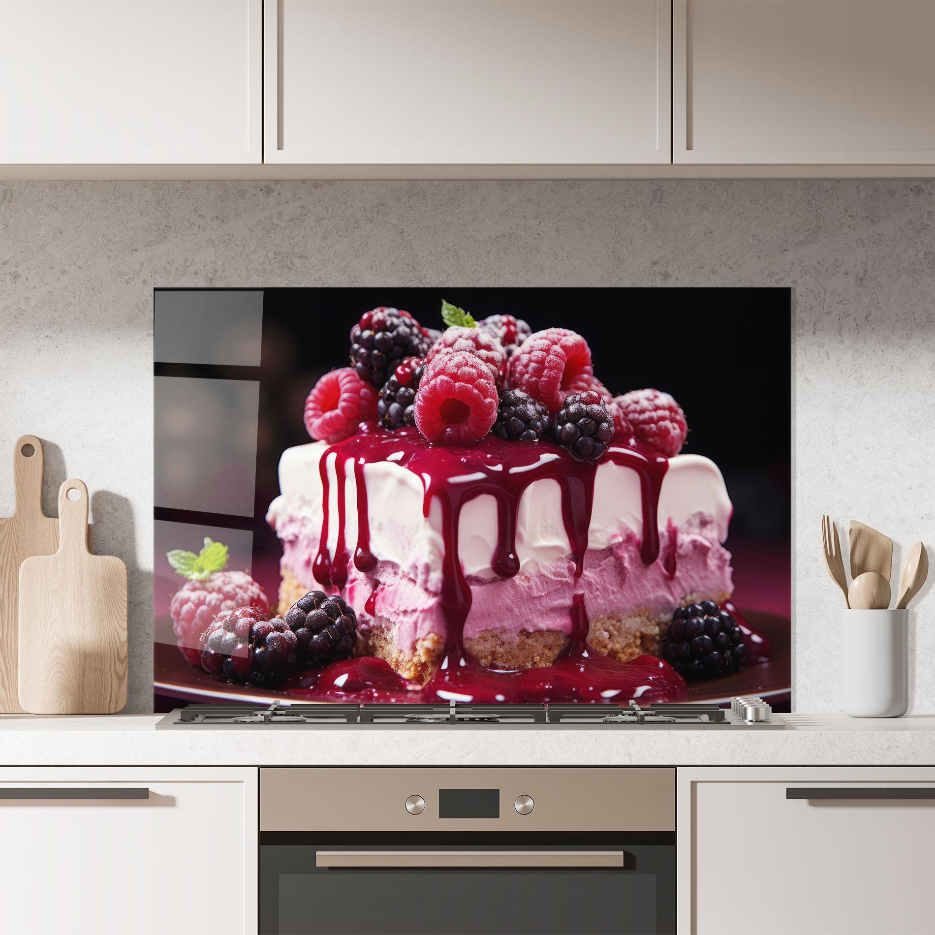 Küchenrückwand Glas Berries Cream mockup 7
