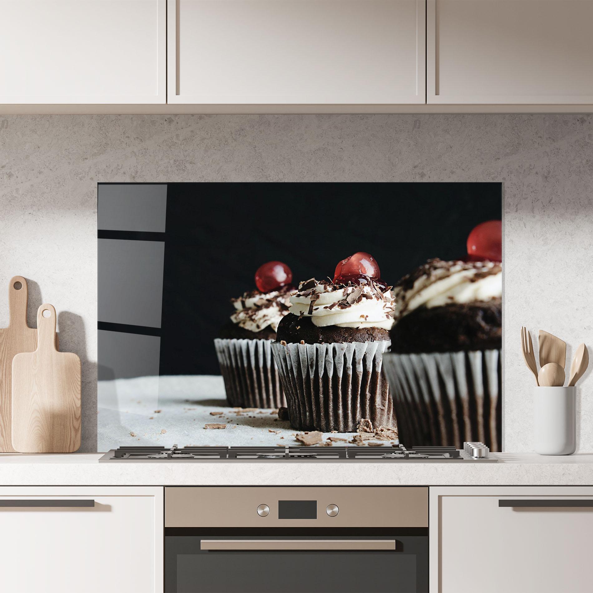Küchenrückwand Glas Brown Muffins mockup 7