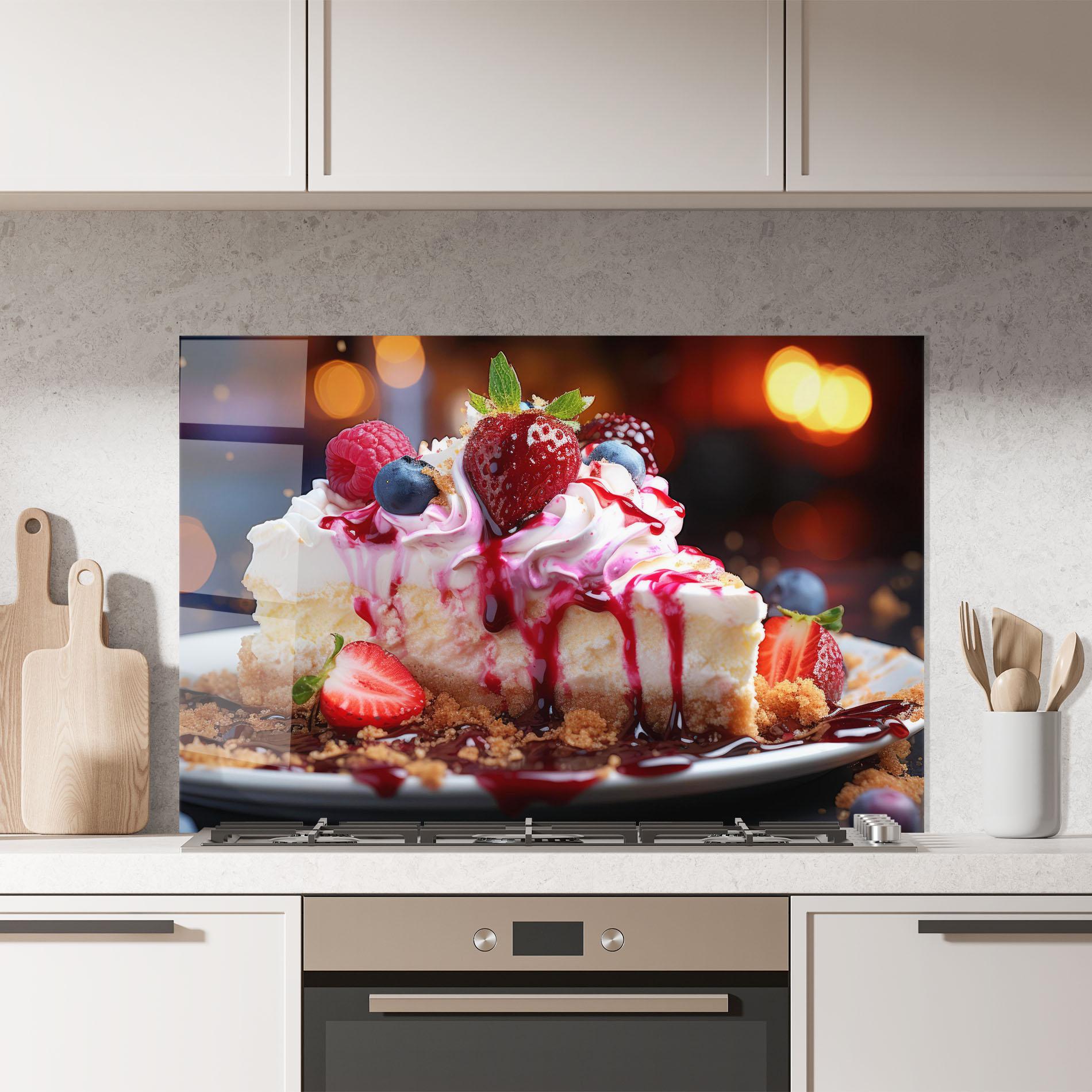 Küchenrückwand Glas Cheesecake Berries mockup 7