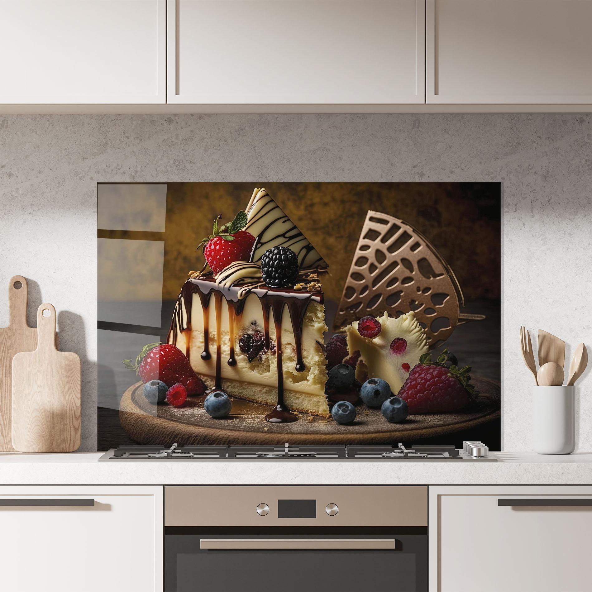 Küchenrückwand Glas Cheesecake Chocolate mockup 7