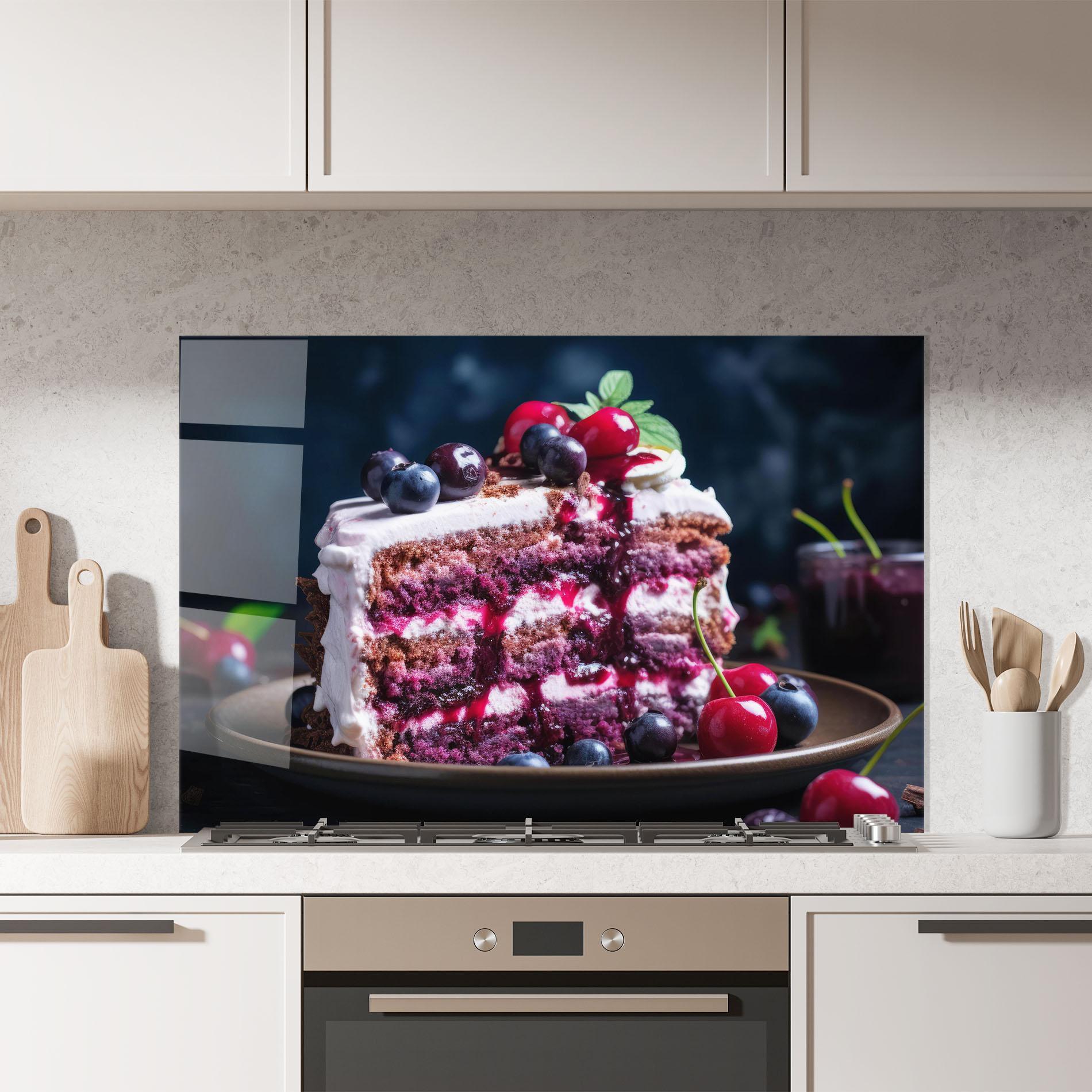 Küchenrückwand Glas Cherries Cream mockup 7