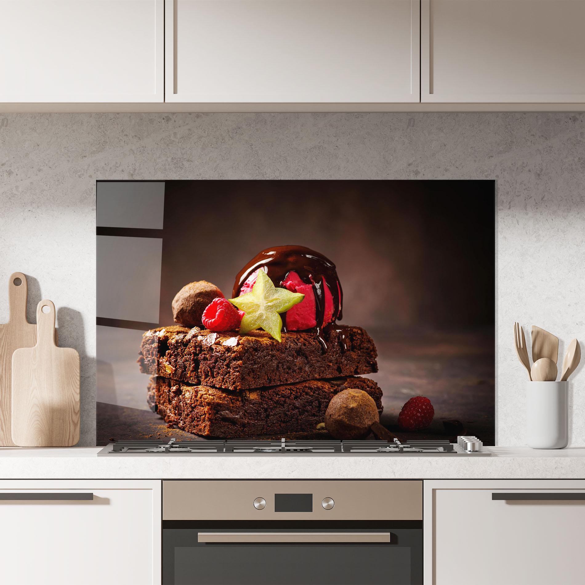 Küchenrückwand Glas Chocolate Brownie mockup 7