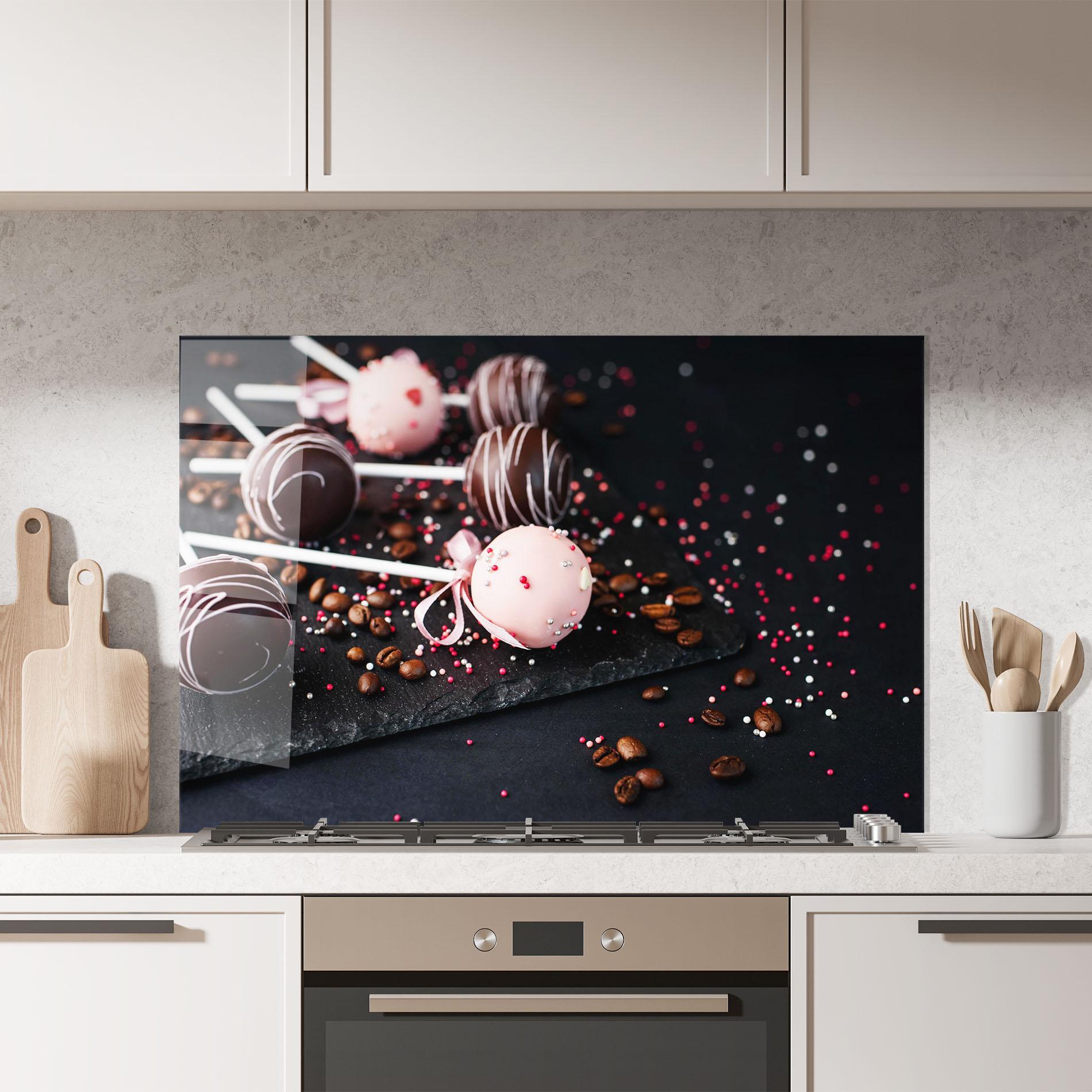 Küchenrückwand Glas Chocolate Dessert mockup 7