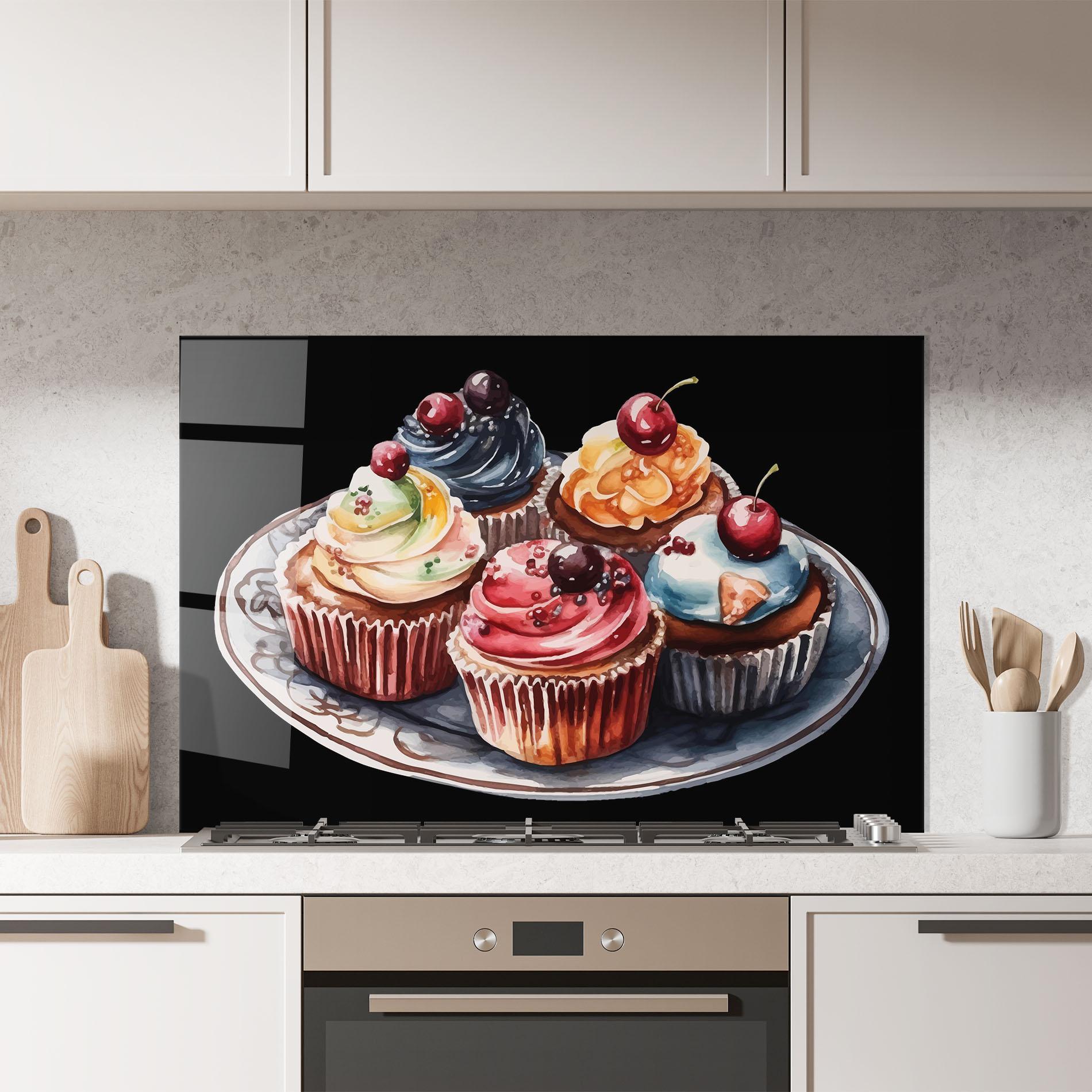 Küchenrückwand Glas Colorful Muffins mockup 7