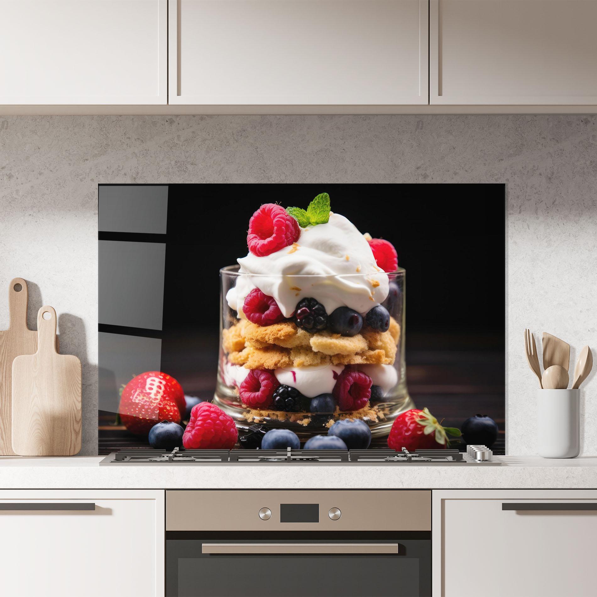 Küchenrückwand Glas Cup Fruit Dessert mockup 7