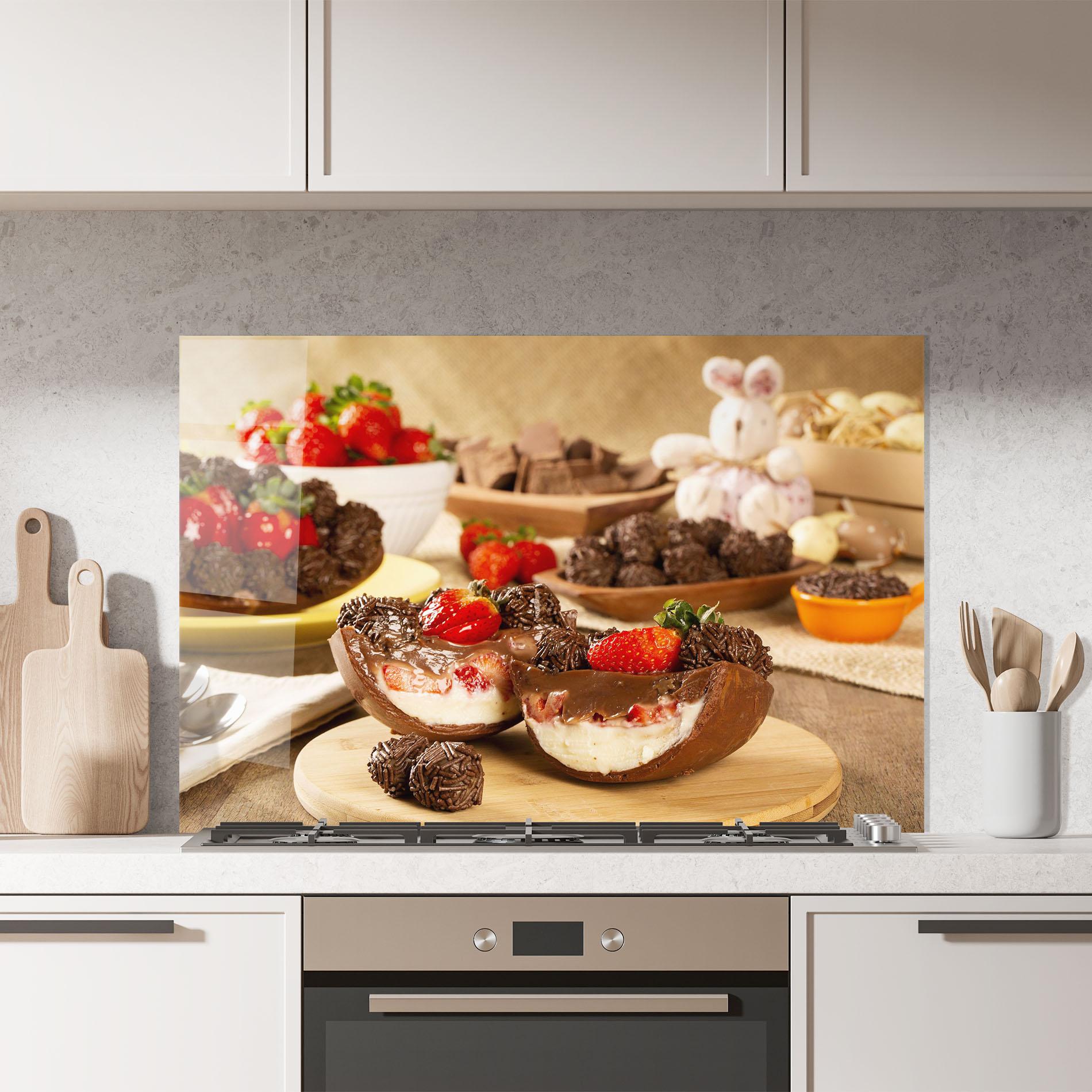 Küchenrückwand Glas Easter Egg Chocolate mockup 7