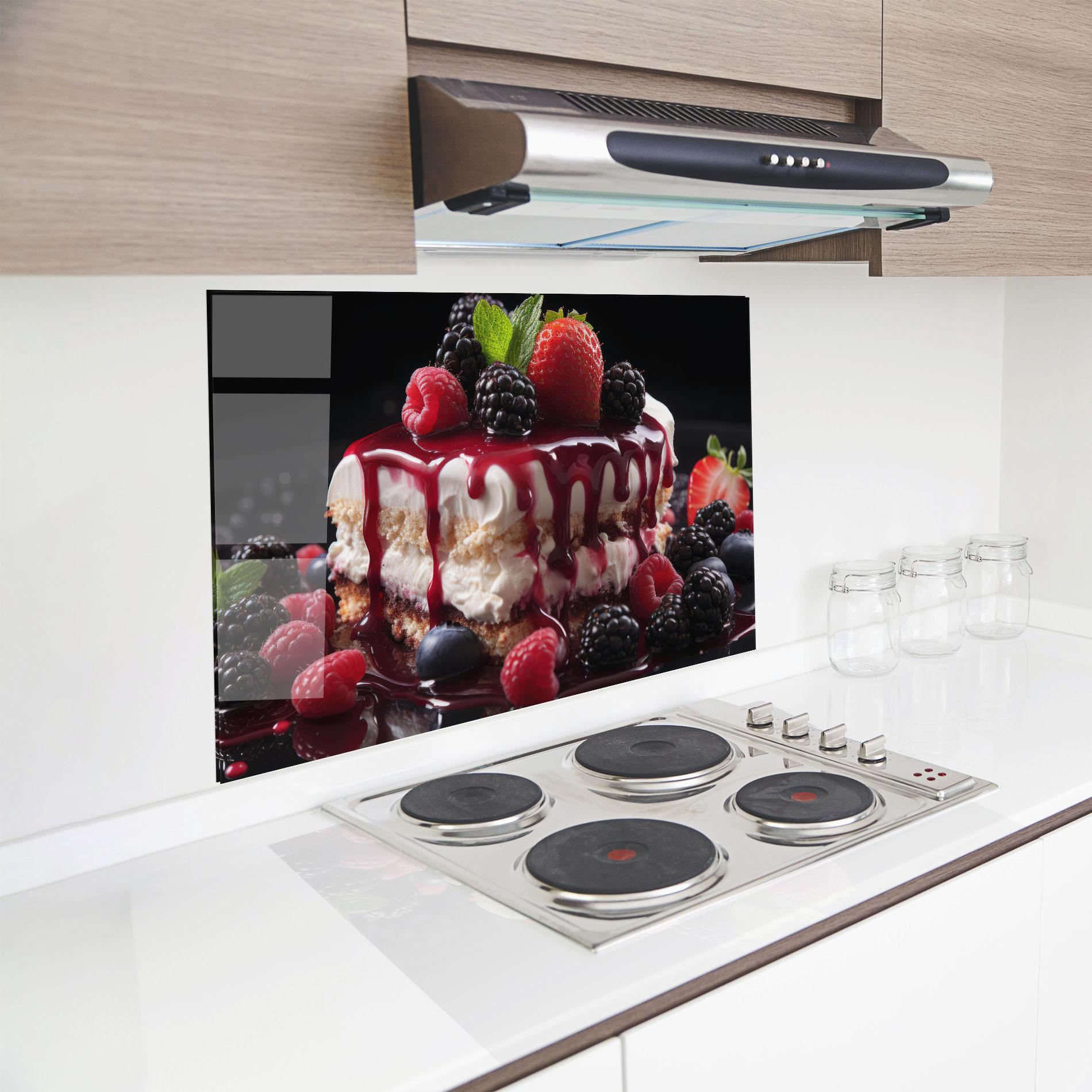 Küchenrückwand Glas Berries Cream Dessert mockup 8