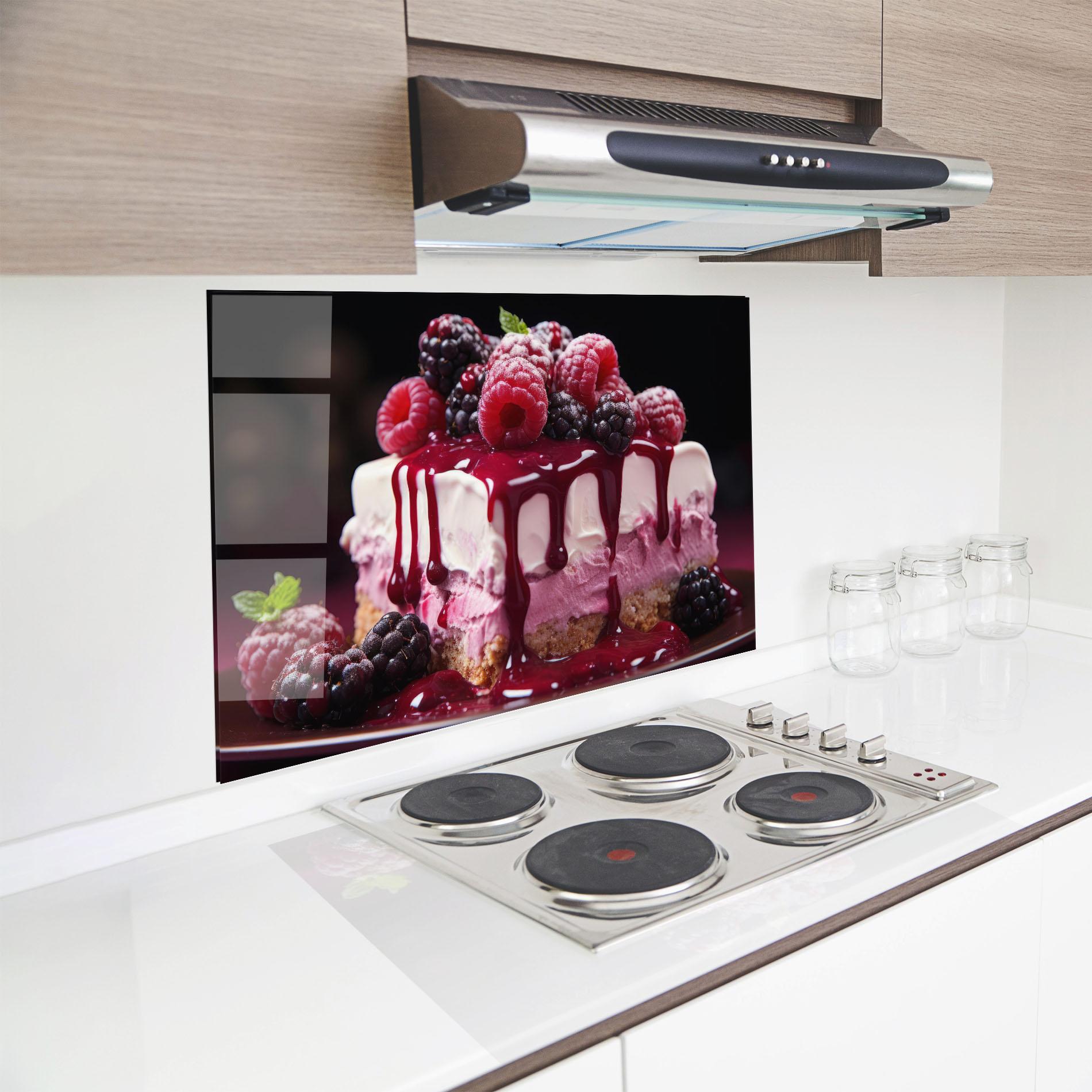 Küchenrückwand Glas Berries Cream mockup 8