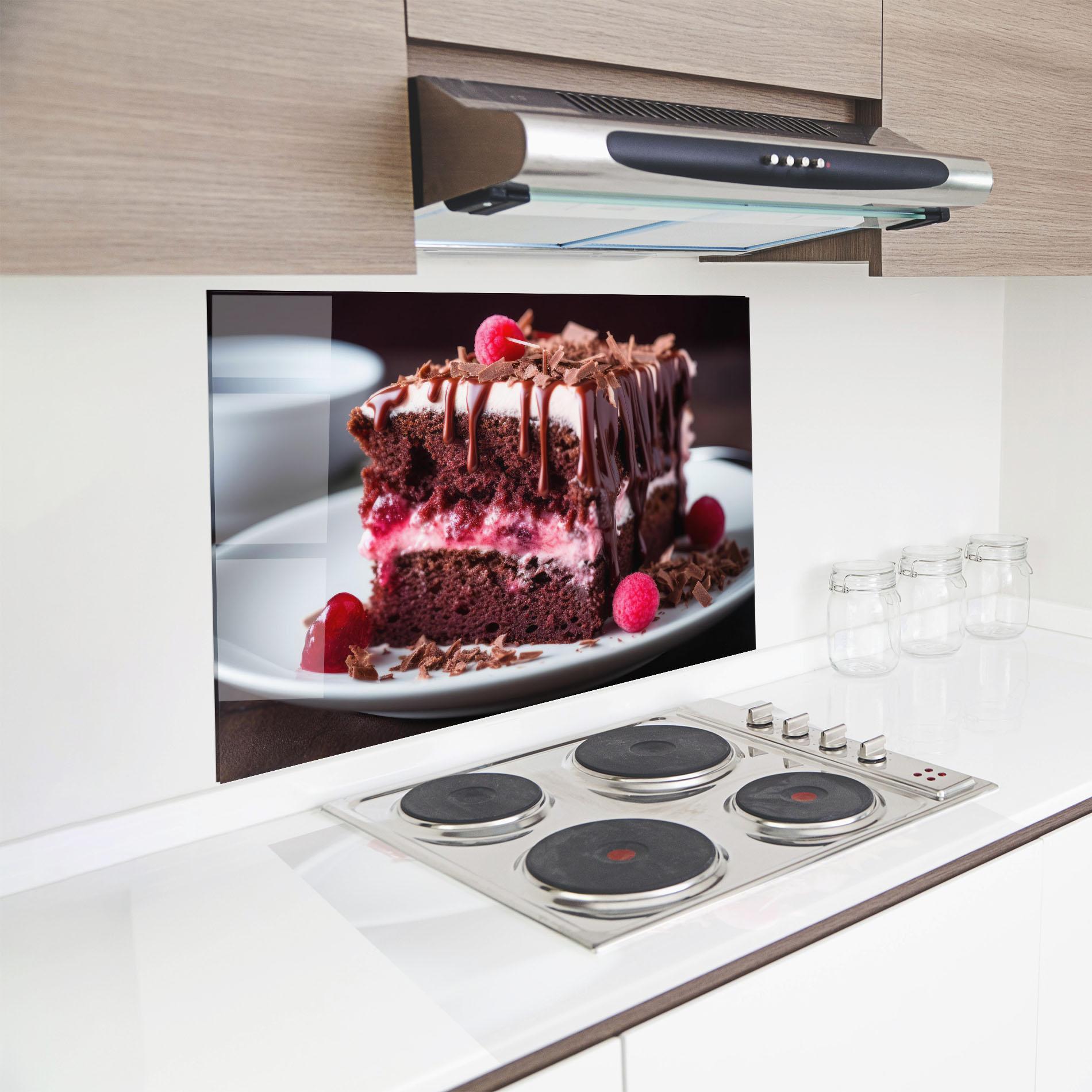 Küchenrückwand Glas Brown Cake mockup 8