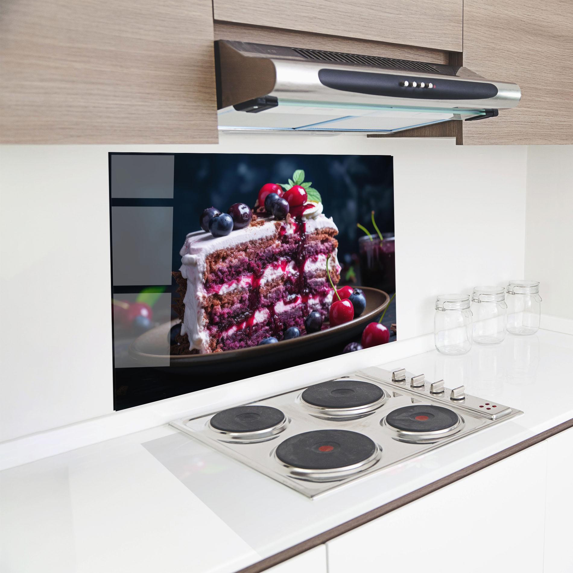 Küchenrückwand Glas Cherries Cream mockup 8