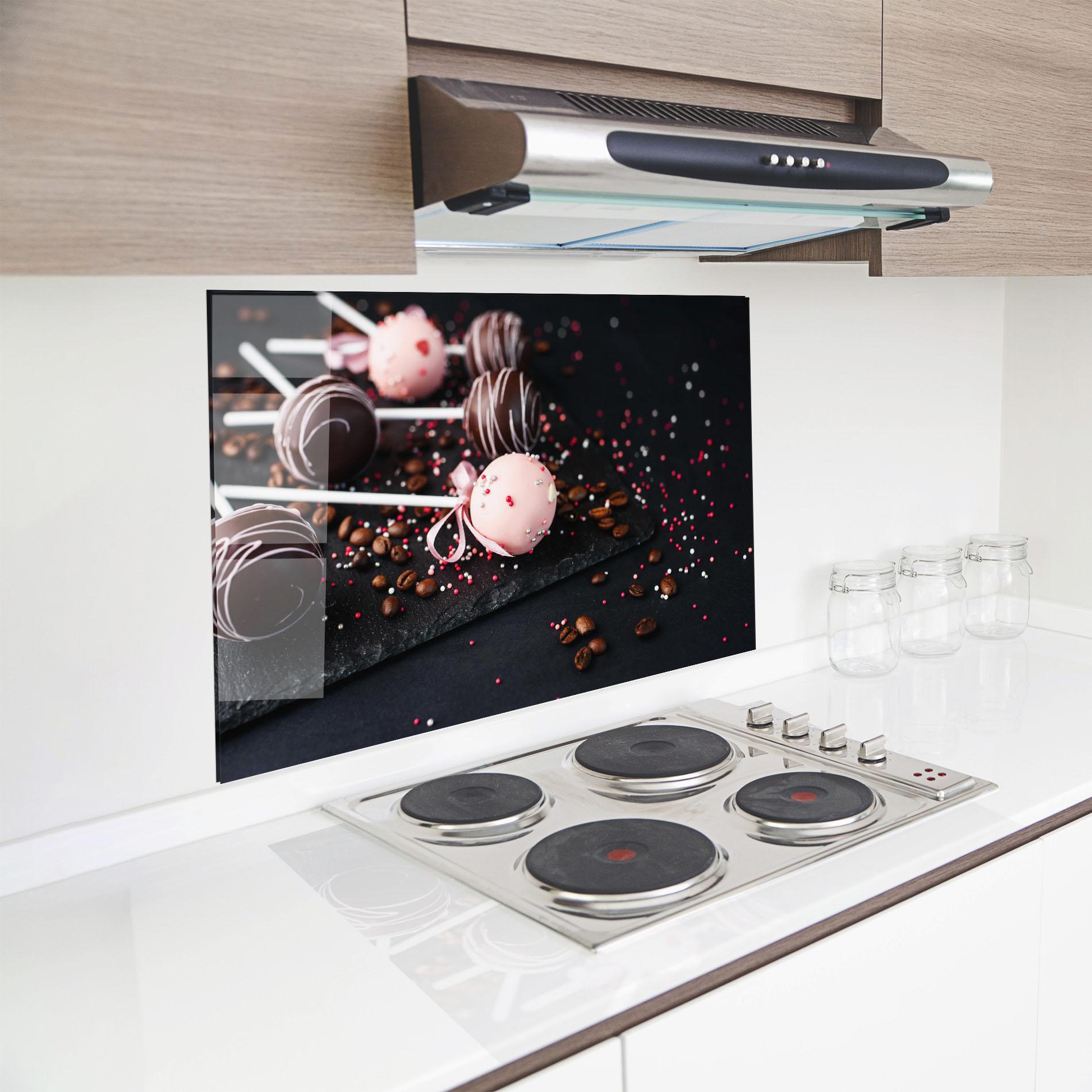 Küchenrückwand Glas Chocolate Dessert mockup 8