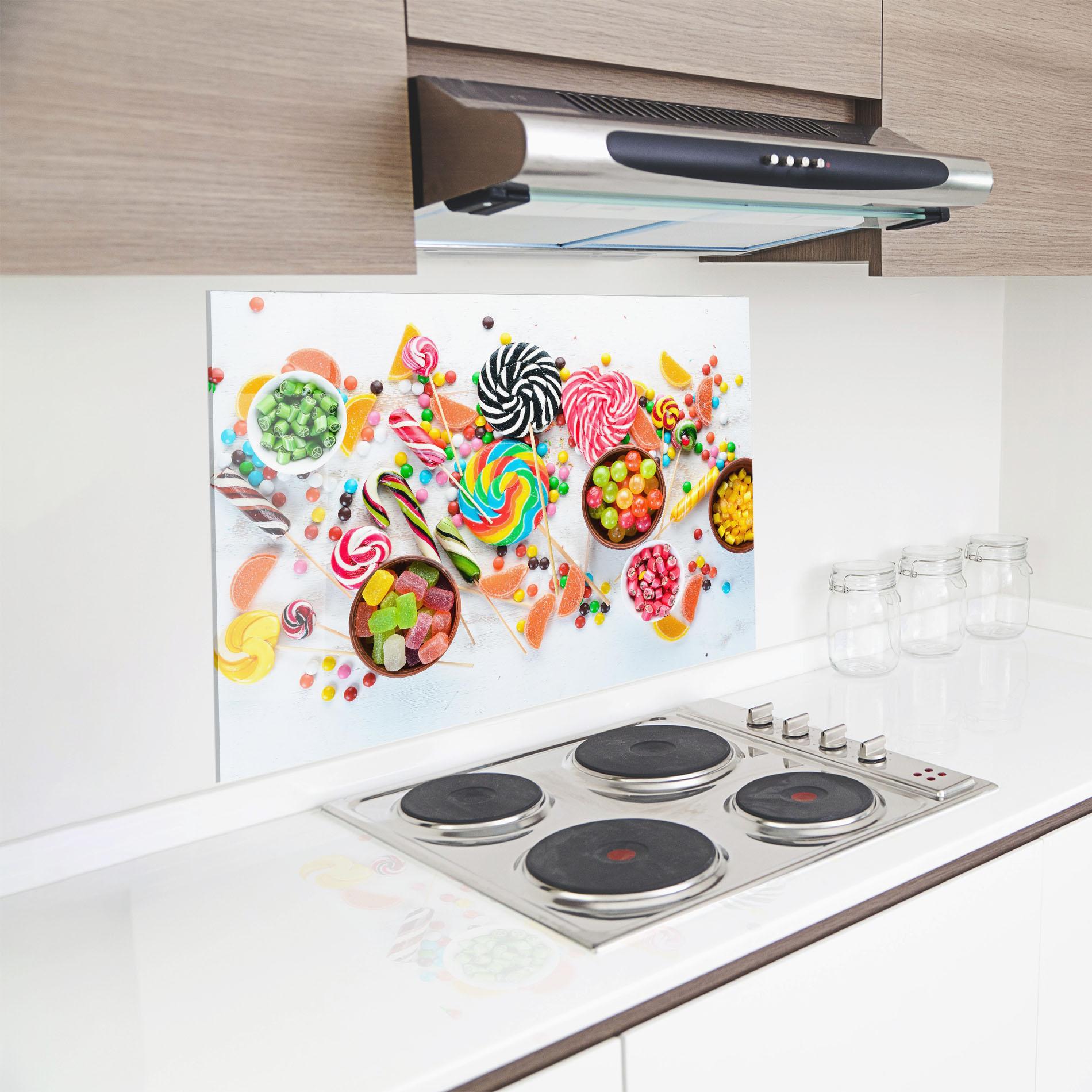 Küchenrückwand Glas Colorful Candies Jelly mockup 8