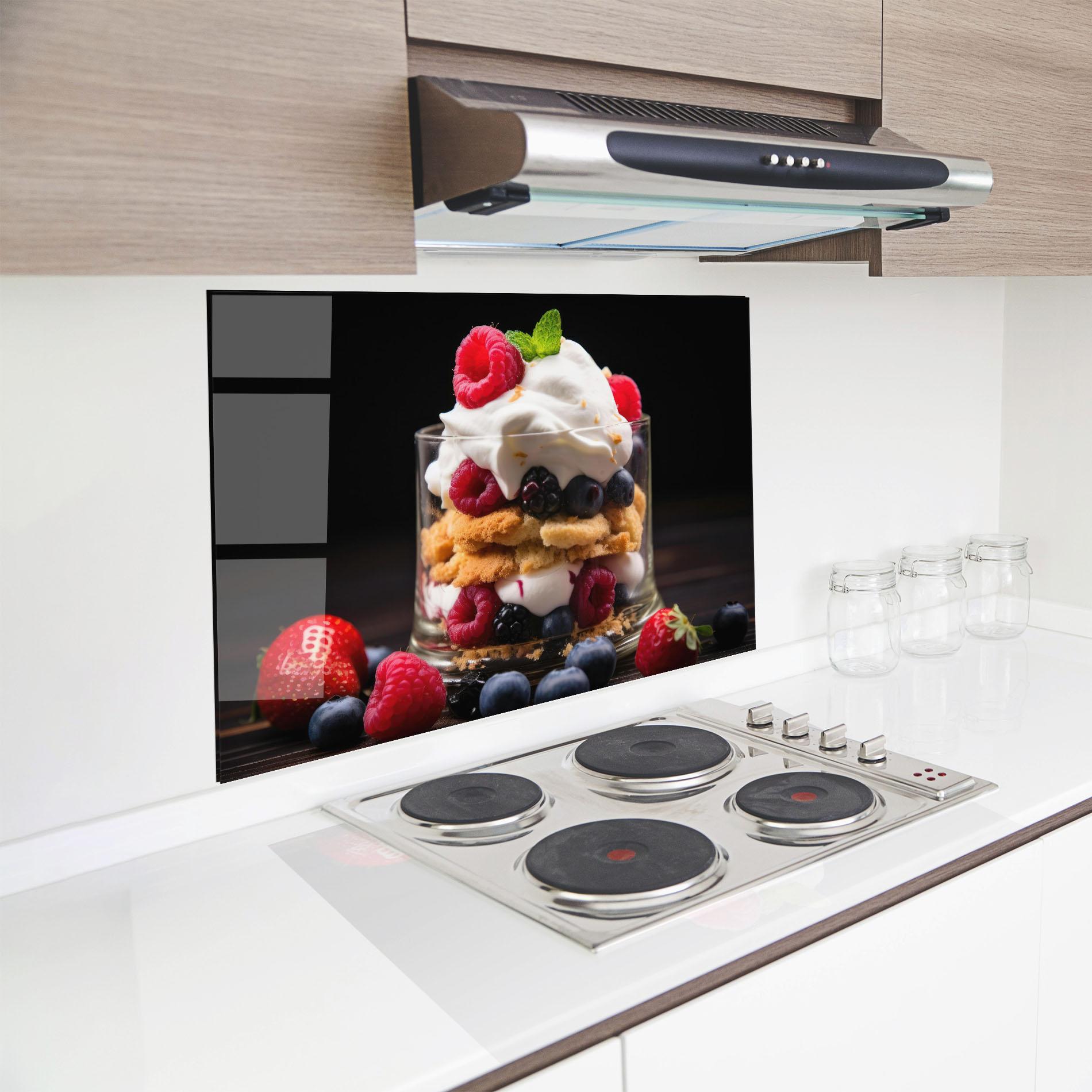 Küchenrückwand Glas Cup Fruit Dessert mockup 8