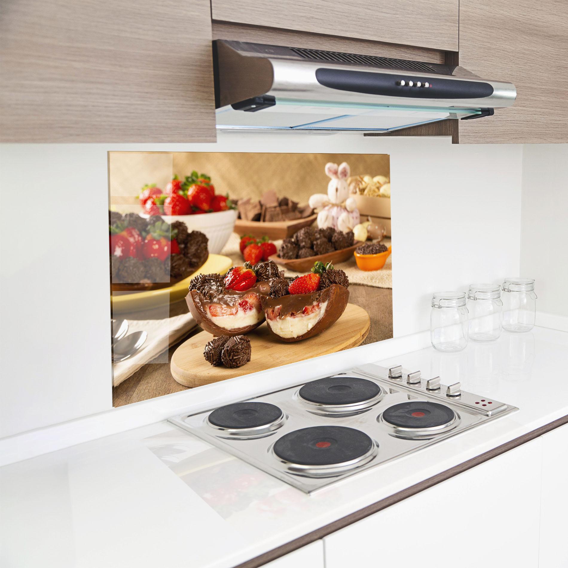 Küchenrückwand Glas Easter Egg Chocolate mockup 8