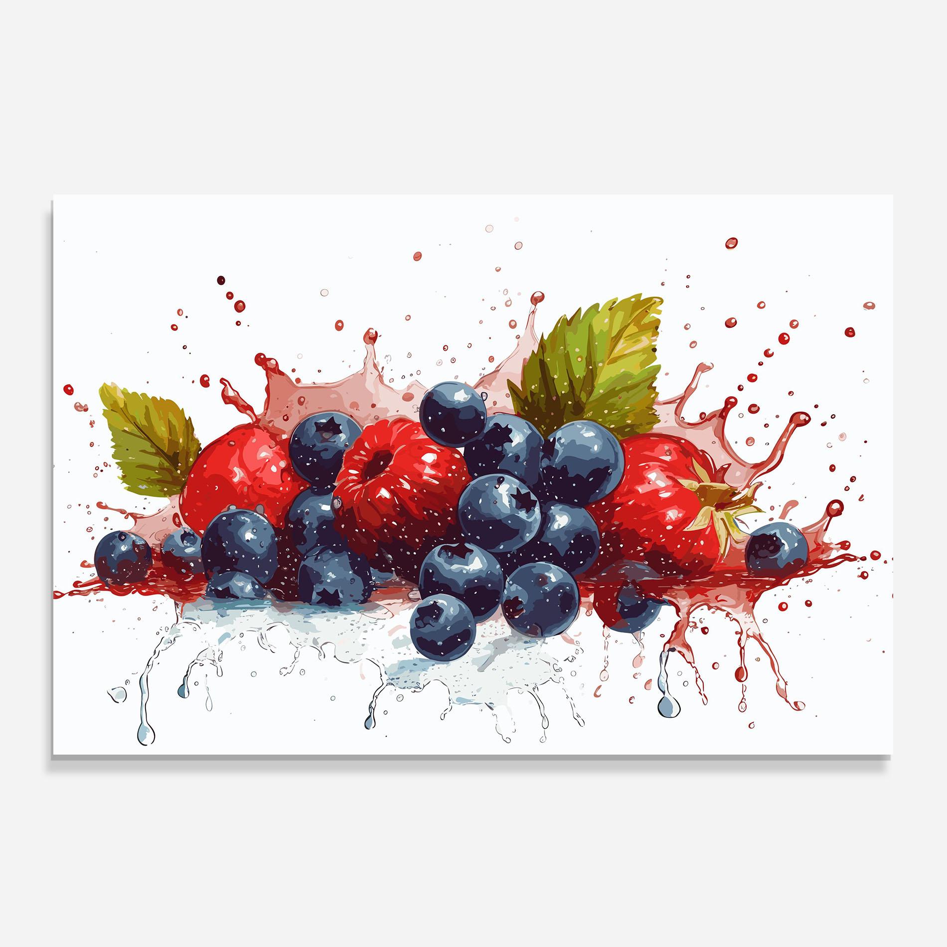 Küchenrückwand Glas Berries Art mockup 0