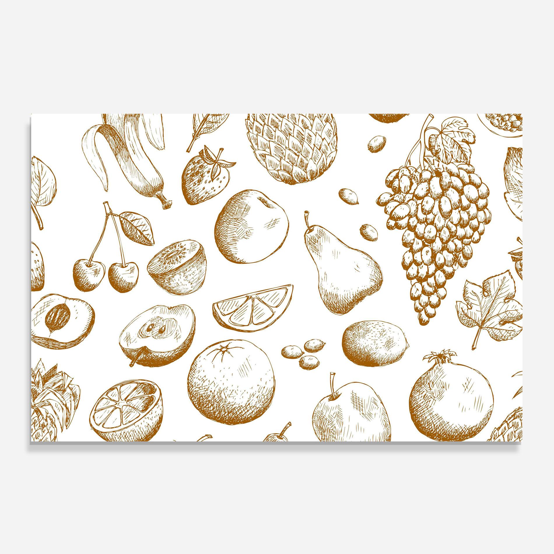 Küchenrückwand Glas Floating Fruits mockup 0