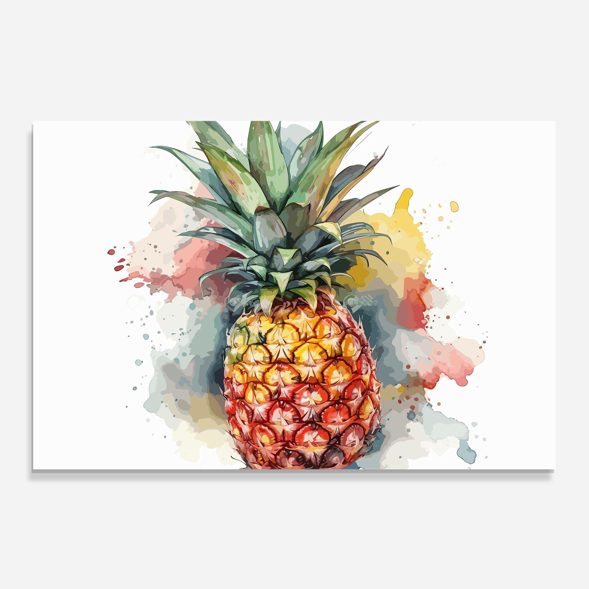 Küchenrückwand Glas Pineapple Art mockup 0