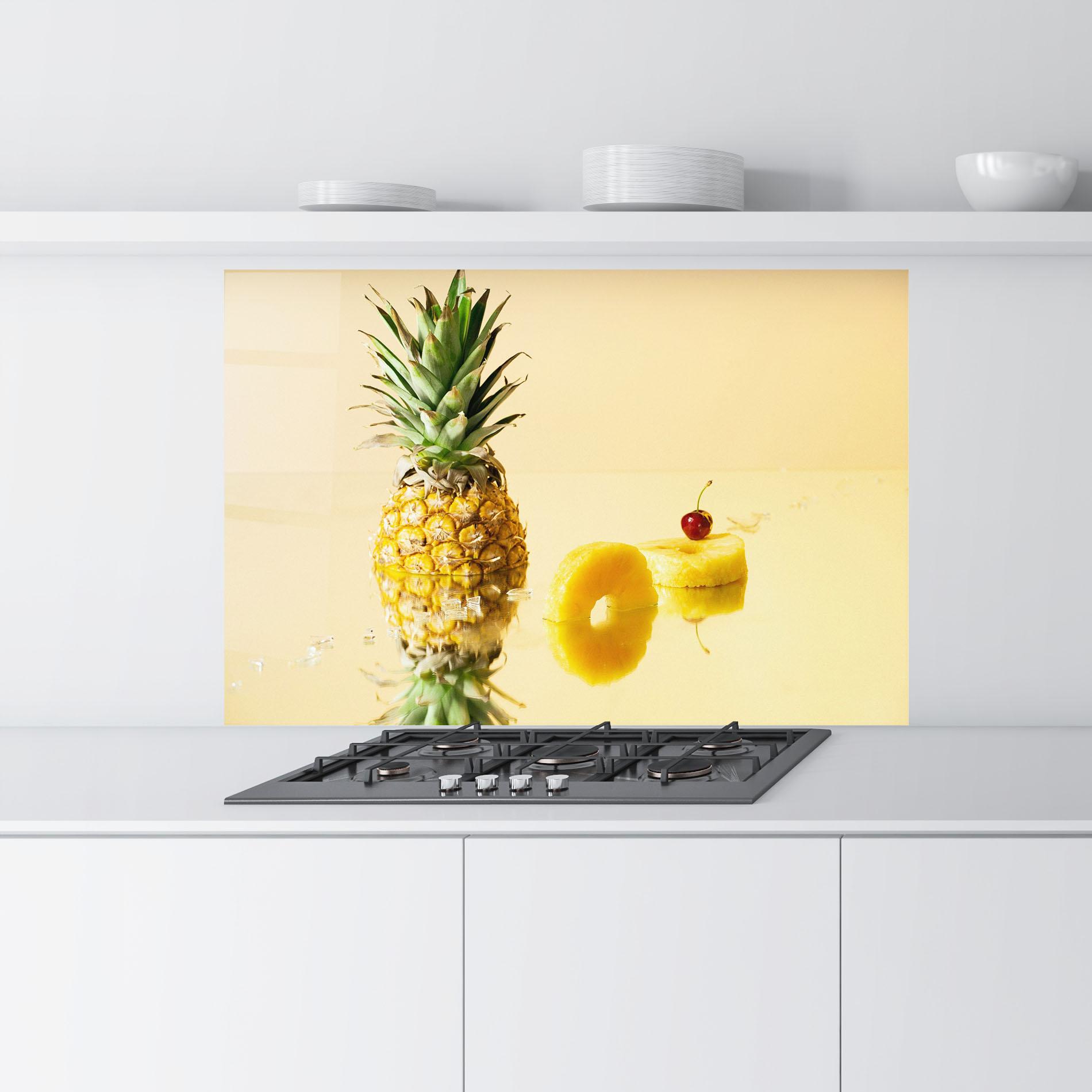 Küchenrückwand Glas Cut Pineapple mockup 9
