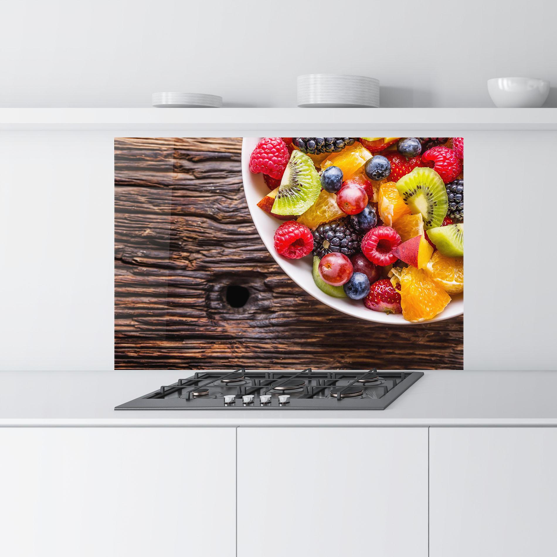 Küchenrückwand Glas Fresh Fruit Salad mockup 9